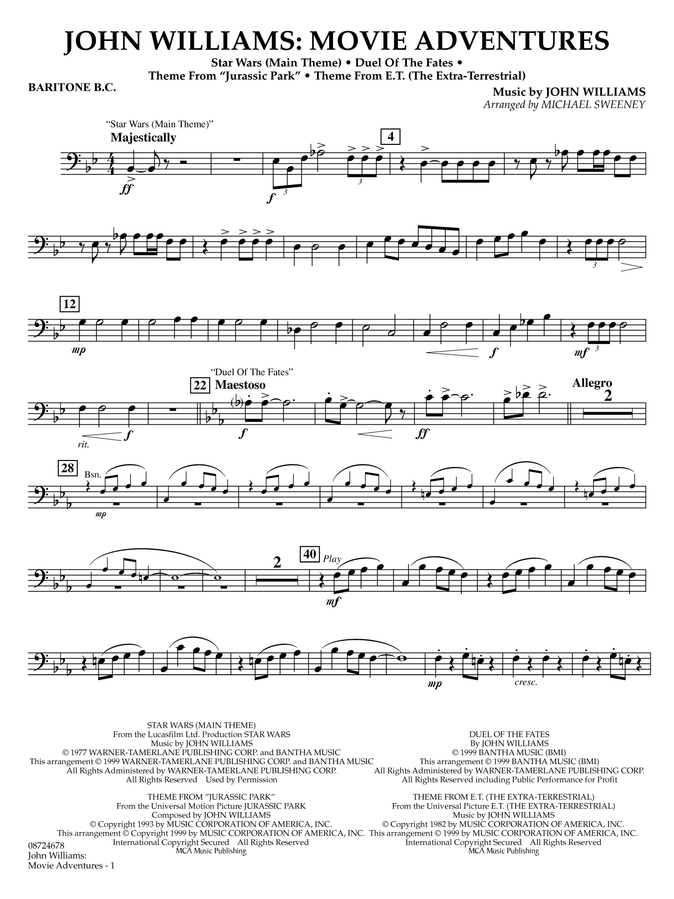 John Williams: Movie Adventures (arr. Michael Sweeney) - Baritone B.C.