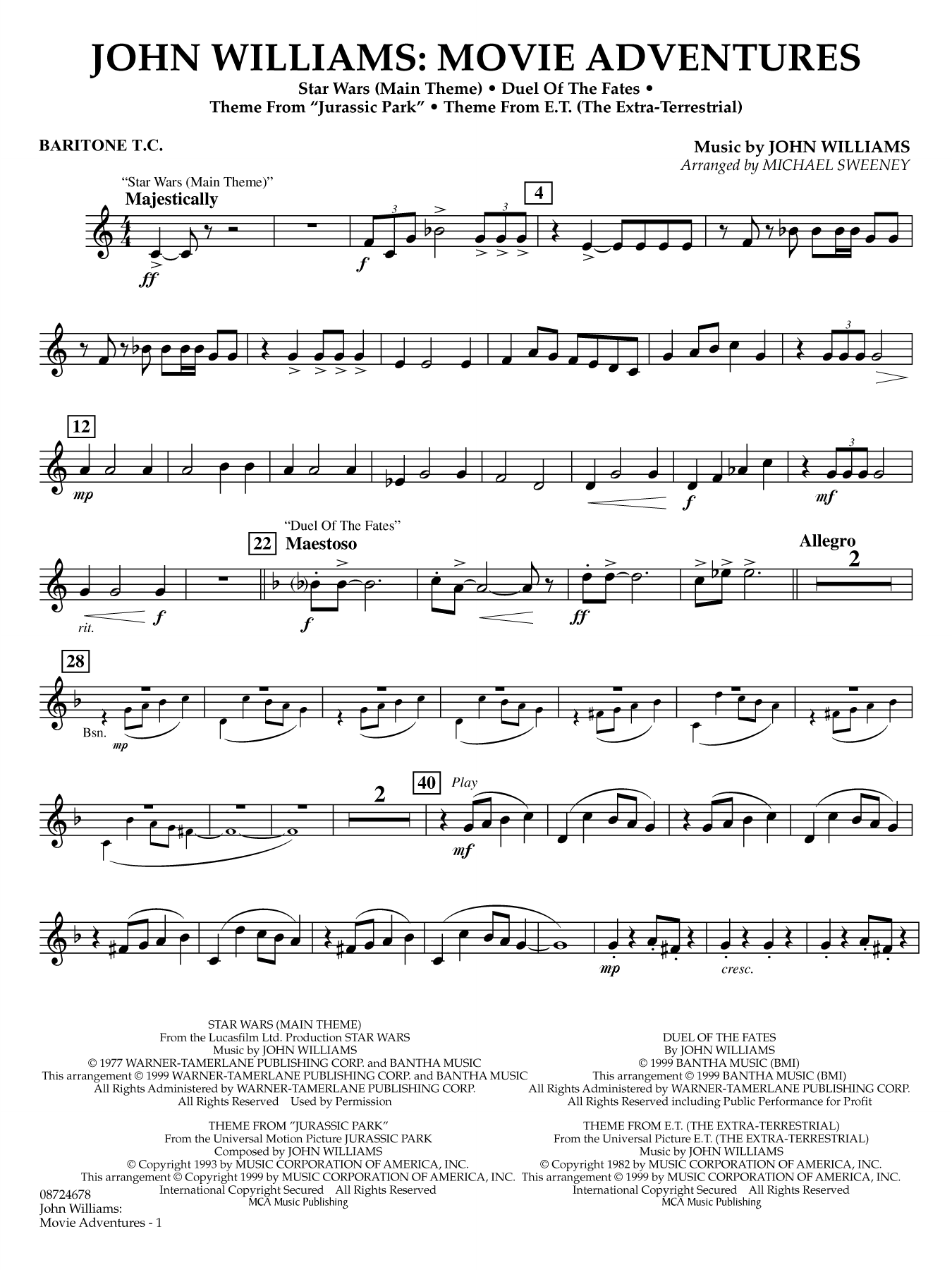 John Williams: Movie Adventures (arr. Michael Sweeney) - Baritone T.C.