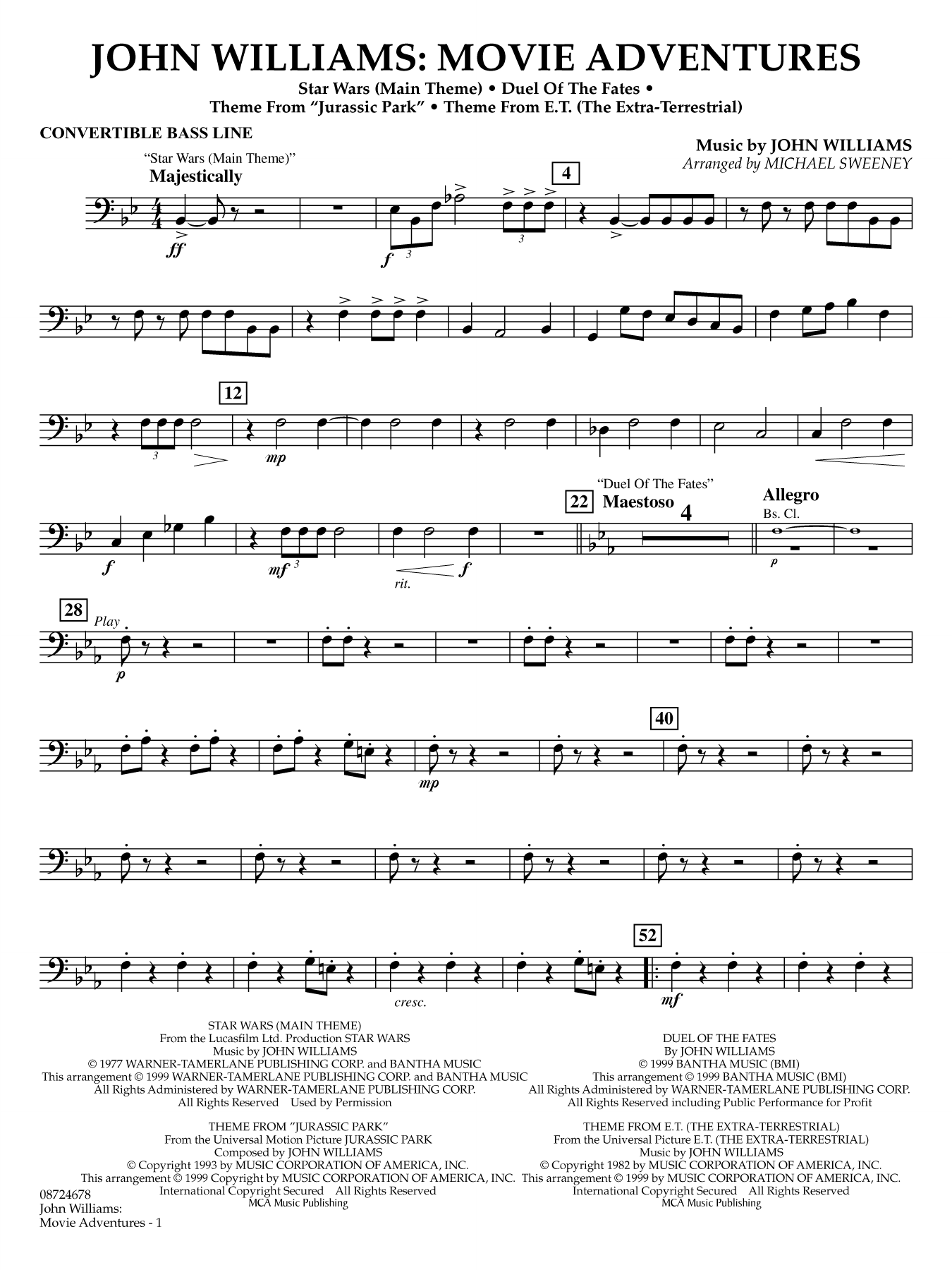 John Williams: Movie Adventures (arr. Michael Sweeney) - Convertible Bass Line