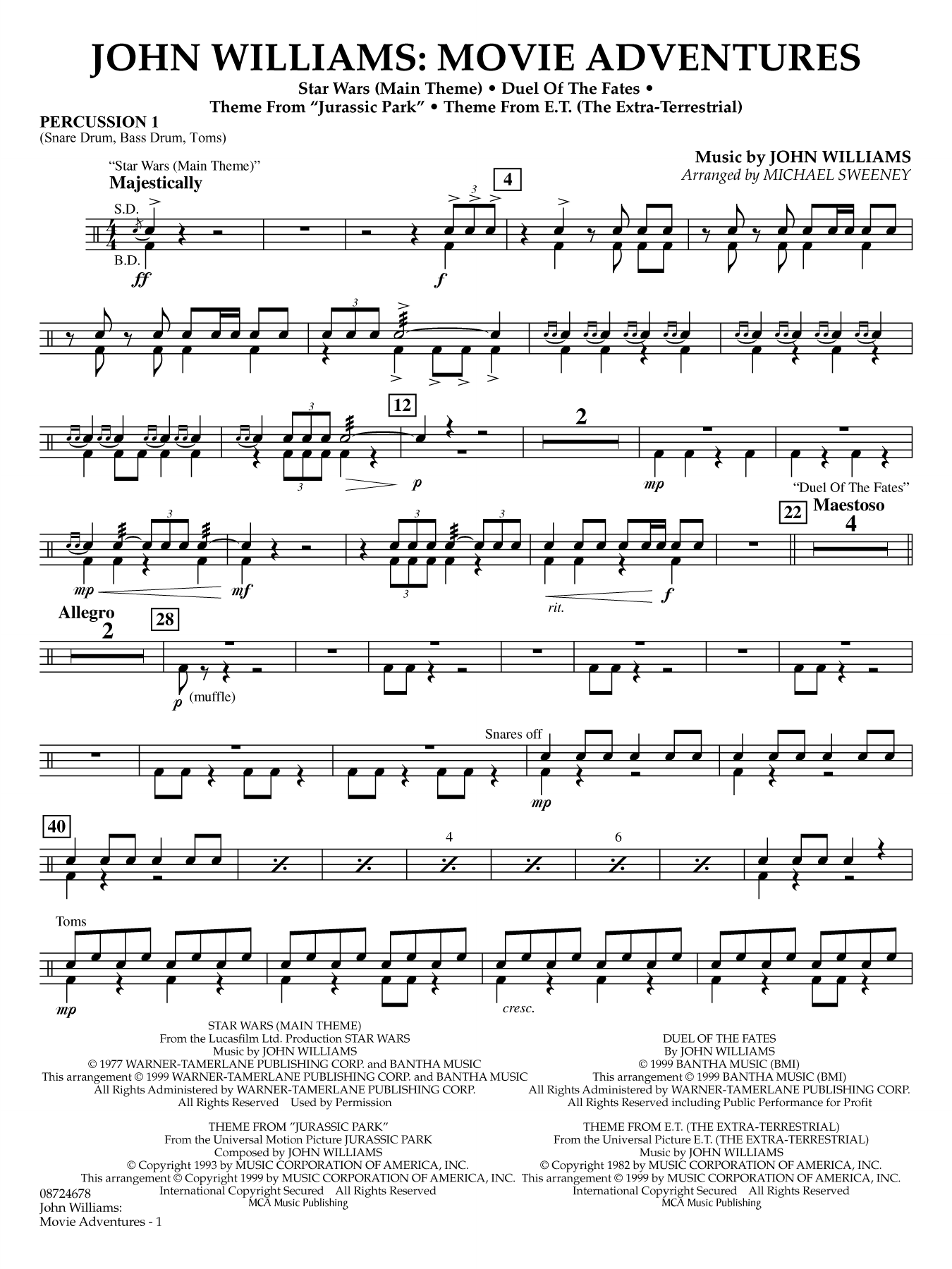 John Williams: Movie Adventures (arr. Michael Sweeney) - Percussion 1
