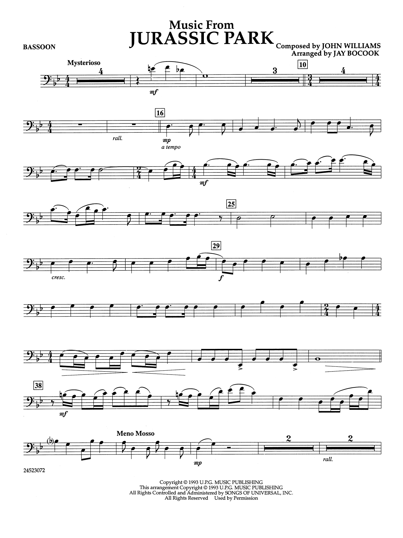 Music from Jurassic Park (arr. Jay Bocook) - Bassoon