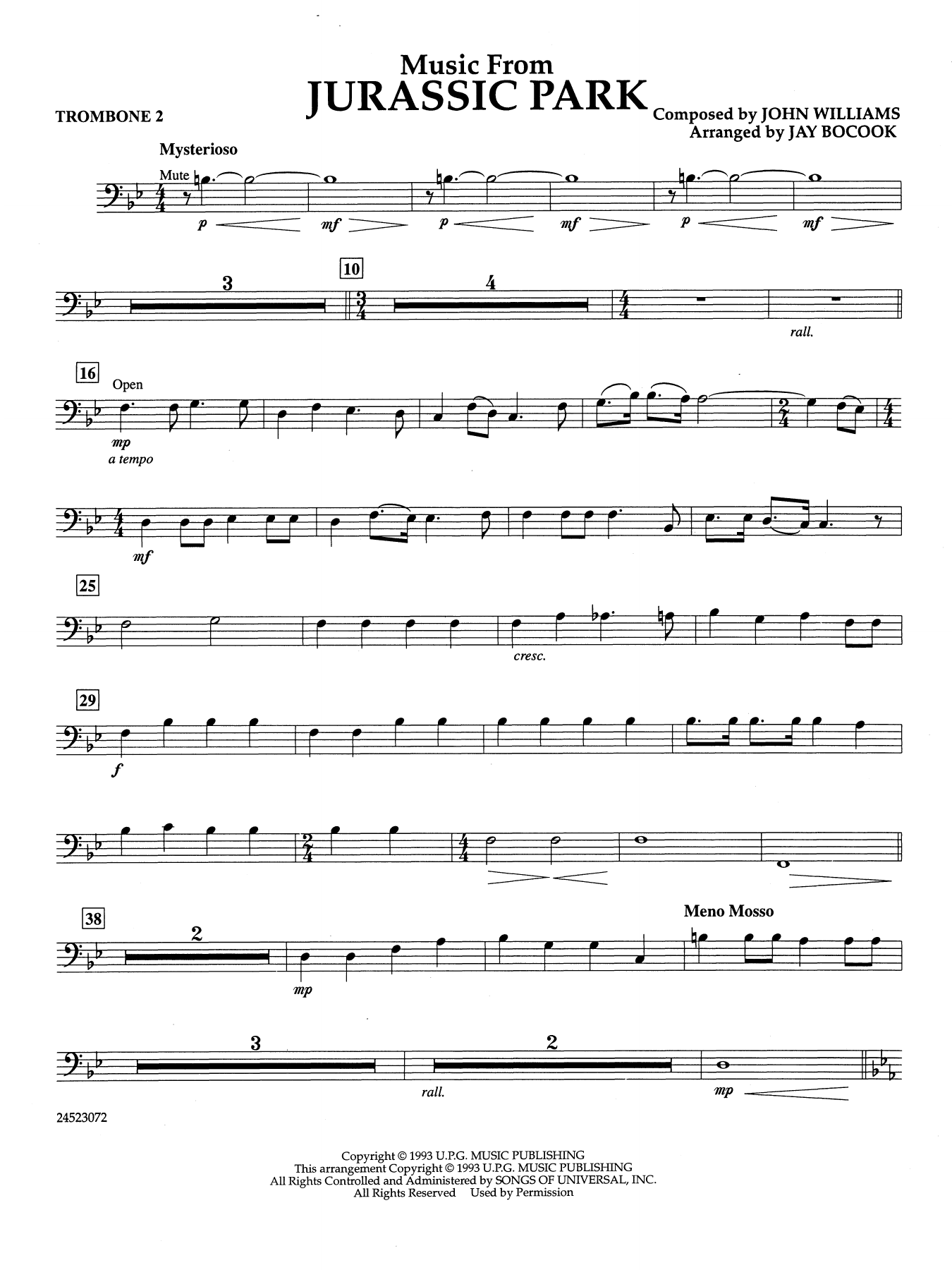 Music from Jurassic Park (arr. Jay Bocook) - Trombone 2