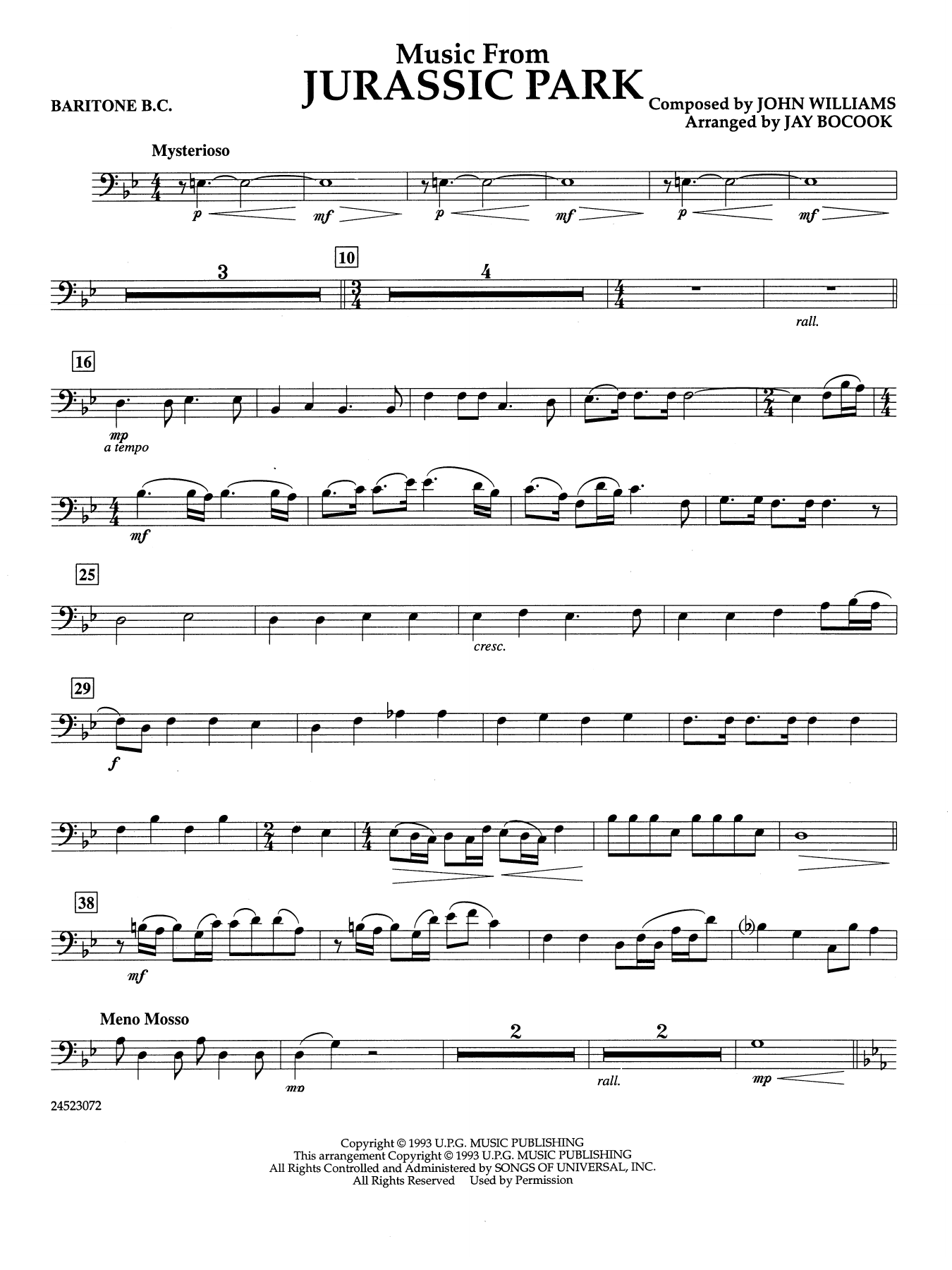 Music from Jurassic Park (arr. Jay Bocook) - Baritone B.C.