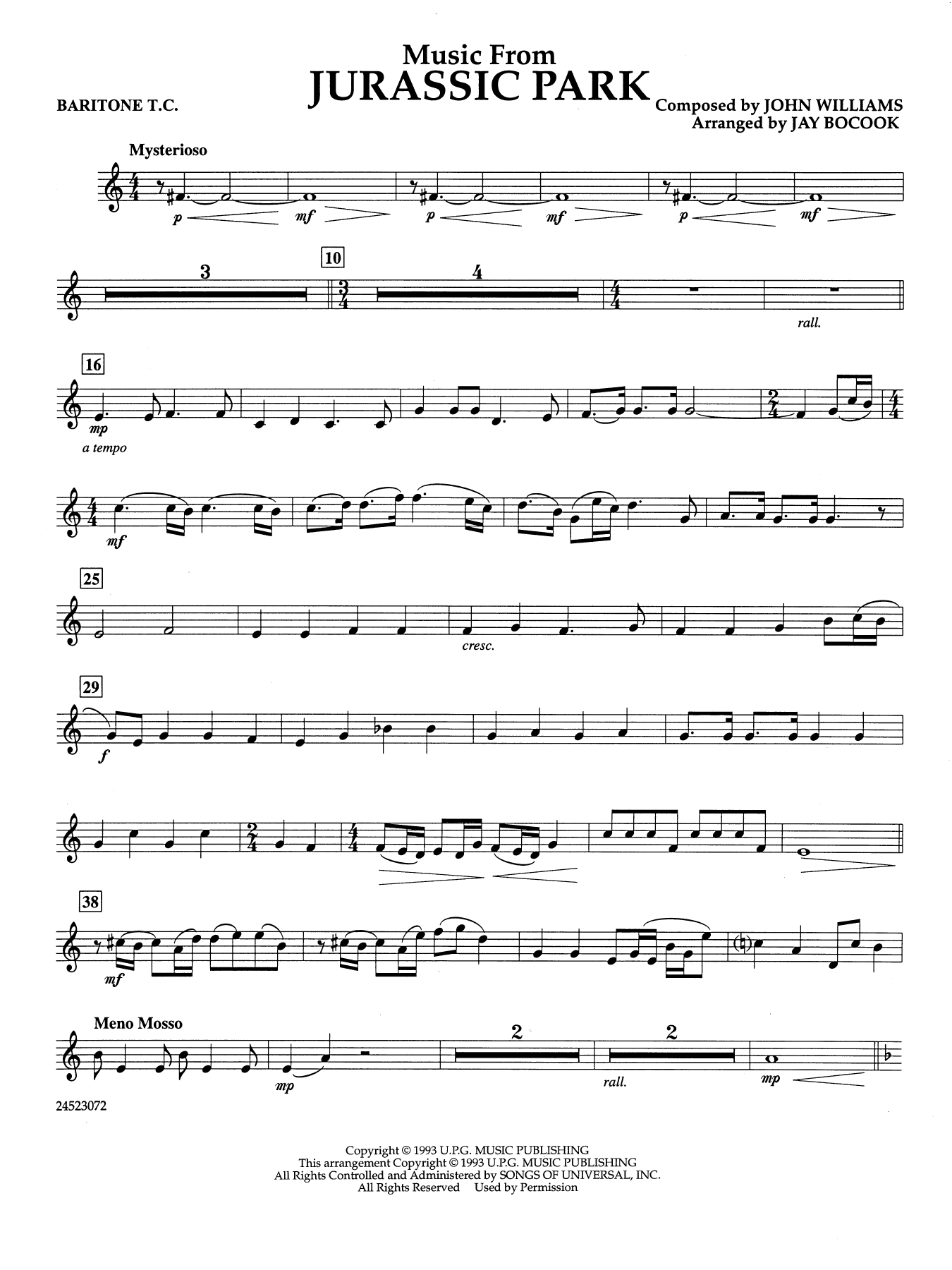 Music from Jurassic Park (arr. Jay Bocook) - Baritone T.C.
