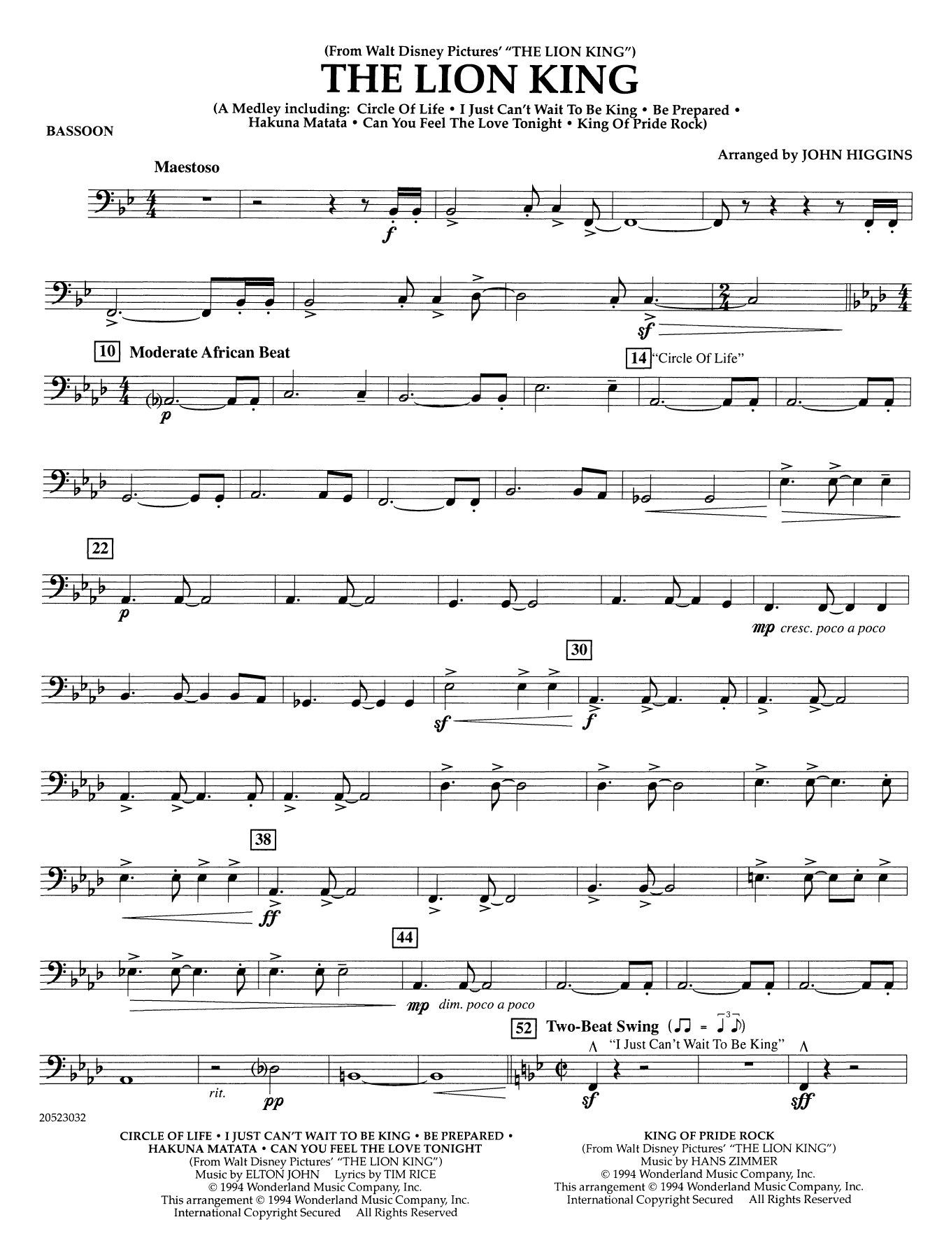 The Lion King (arr. John Higgins) - Bassoon