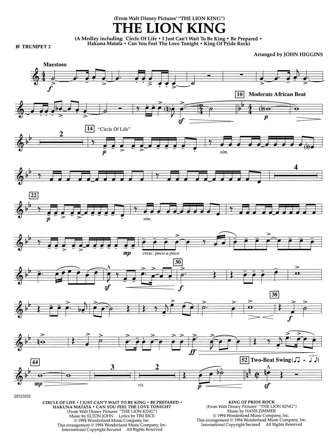 The Lion King (arr. John Higgins) - Bb Trumpet 2