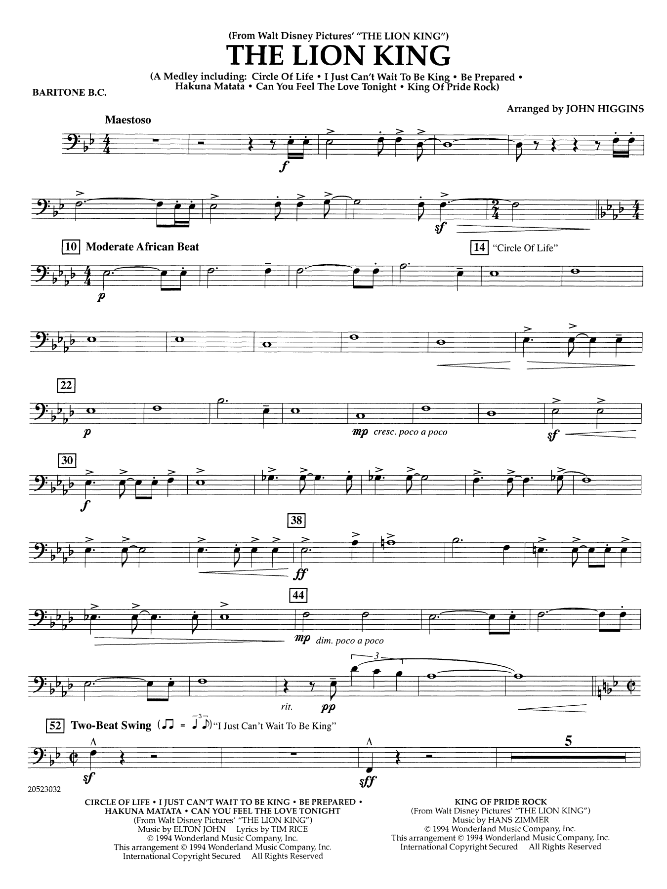 The Lion King (arr. John Higgins) - Baritone B.C.