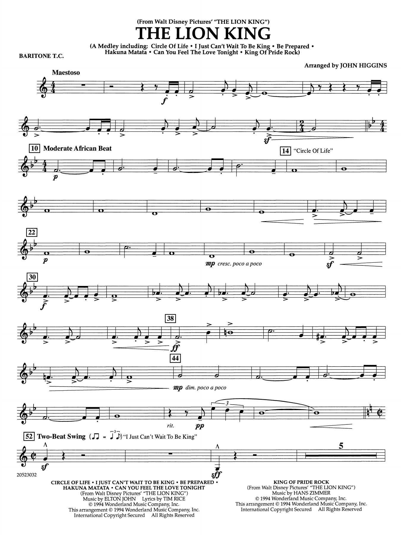 The Lion King (arr. John Higgins) - Baritone T.C.