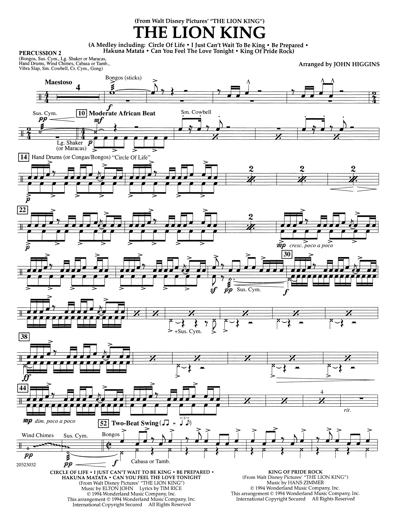 The Lion King (arr. John Higgins) - Percussion 2