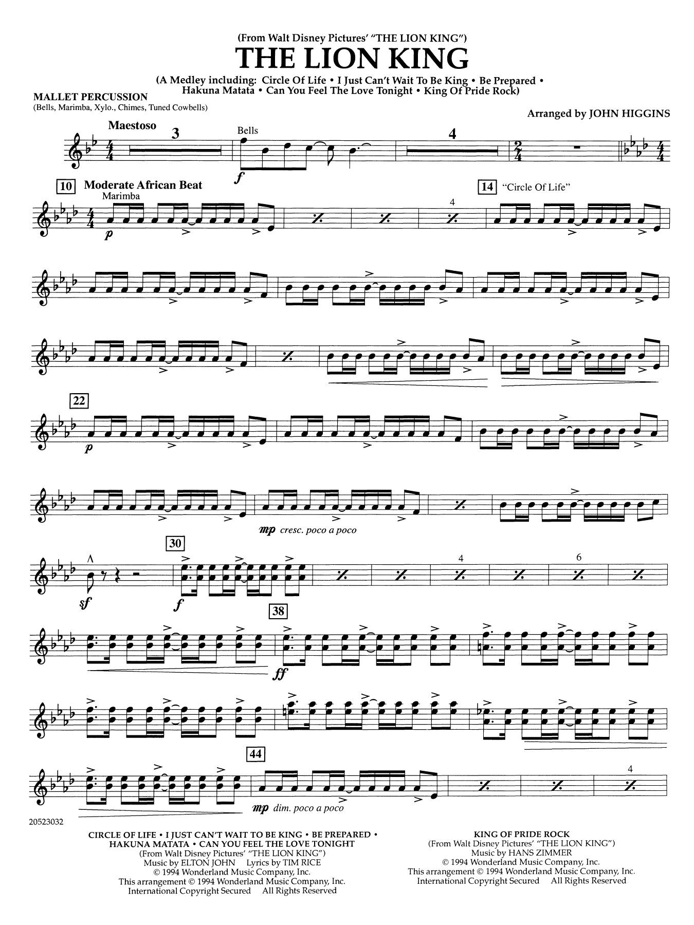 The Lion King (arr. John Higgins) - Mallet Percussion