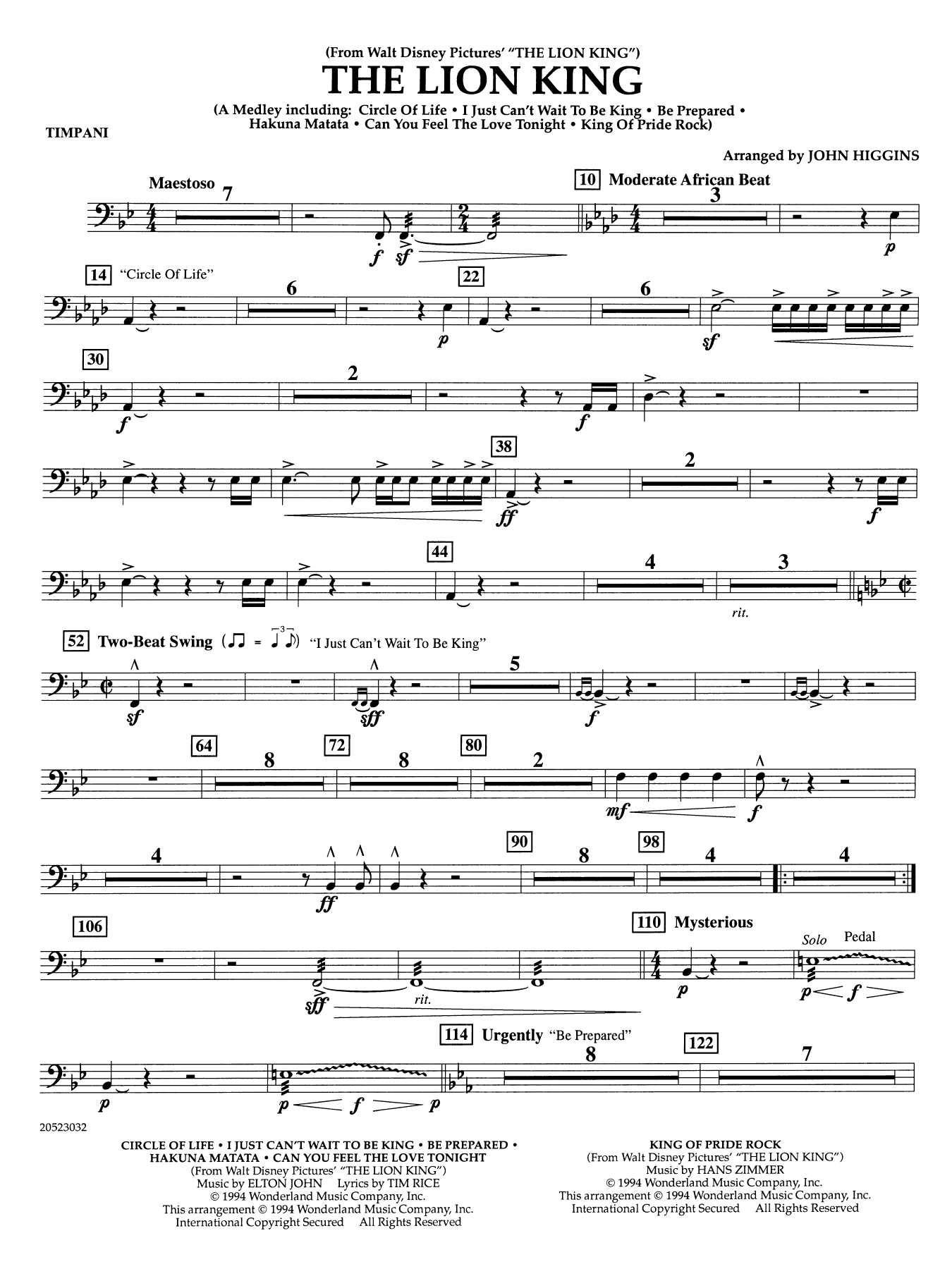 The Lion King (arr. John Higgins) - Timpani