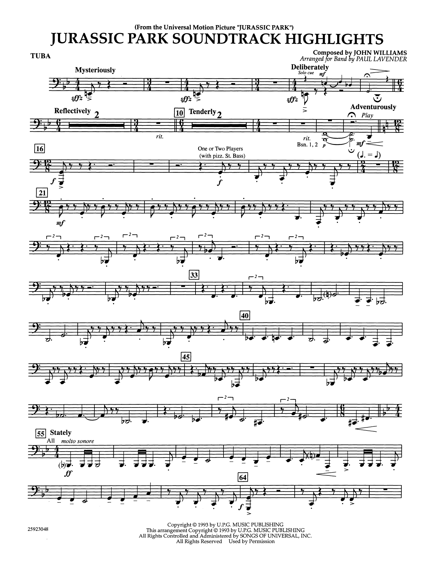 Jurassic Park Soundtrack Highlights (arr. Paul Lavender) - Tuba