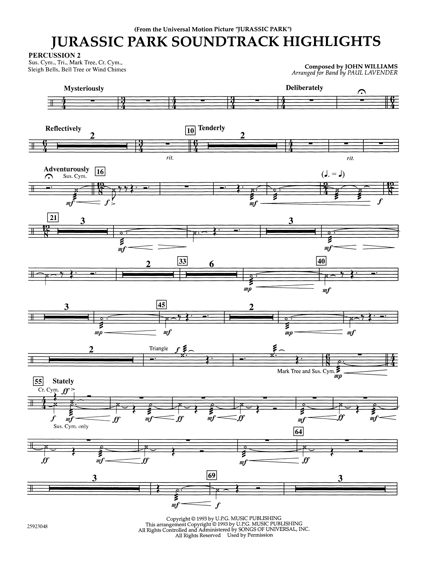 Jurassic Park Soundtrack Highlights (arr. Paul Lavender) - Percussion 2