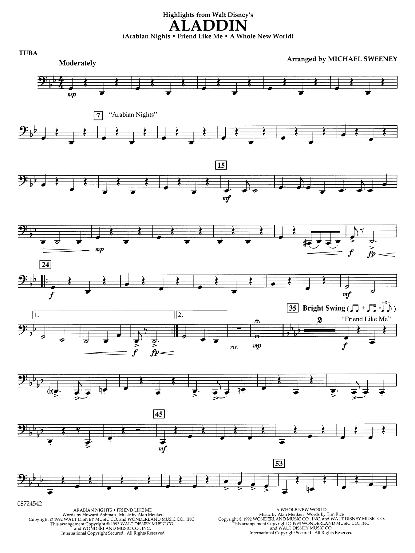 Highlights From Aladdin (arr. Michael Sweeney) - Tuba