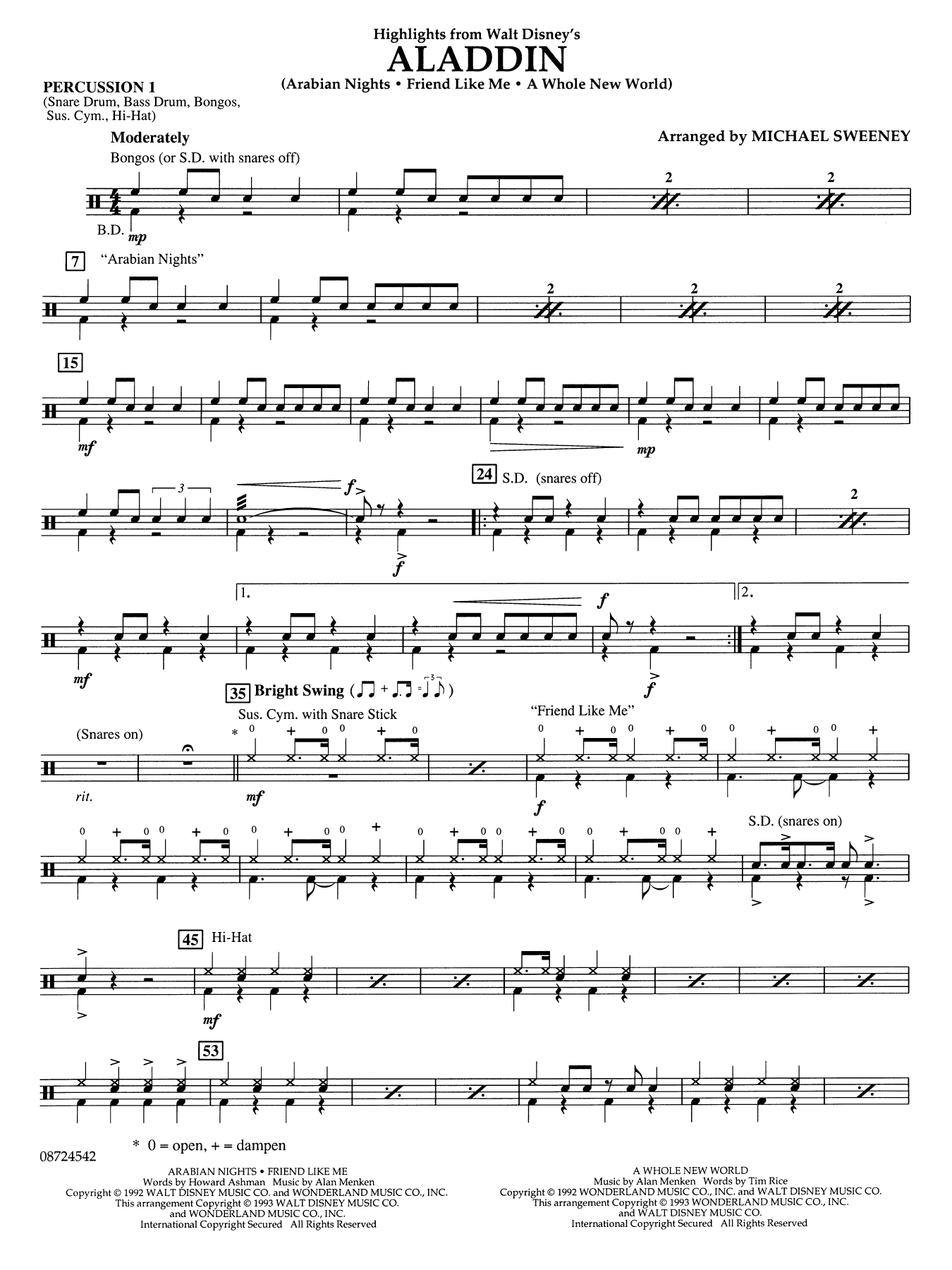 Highlights From Aladdin (arr. Michael Sweeney) - Percussion 1