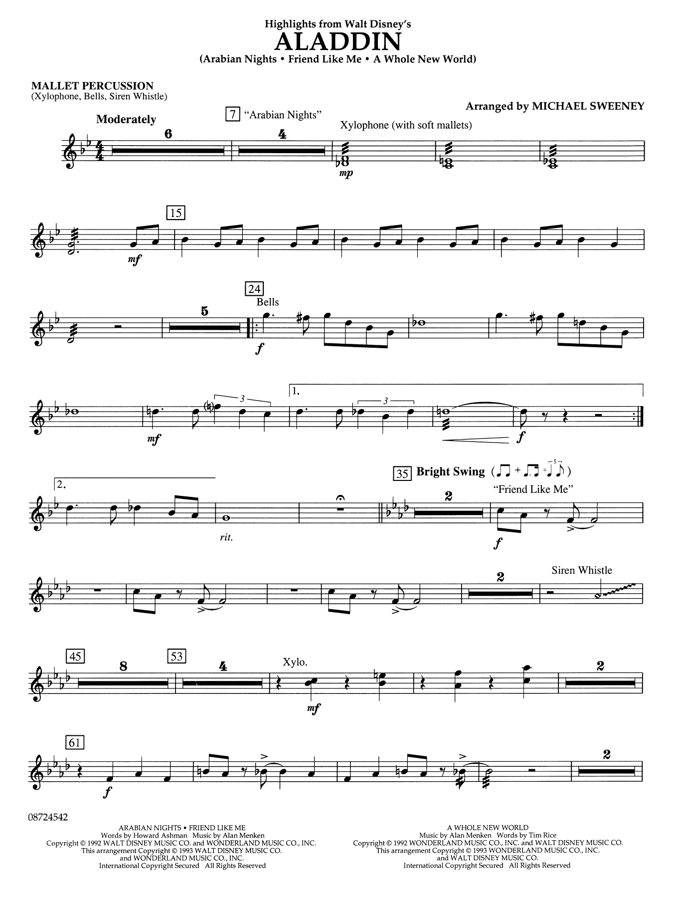 Highlights From Aladdin (arr. Michael Sweeney) - Mallet Percussion