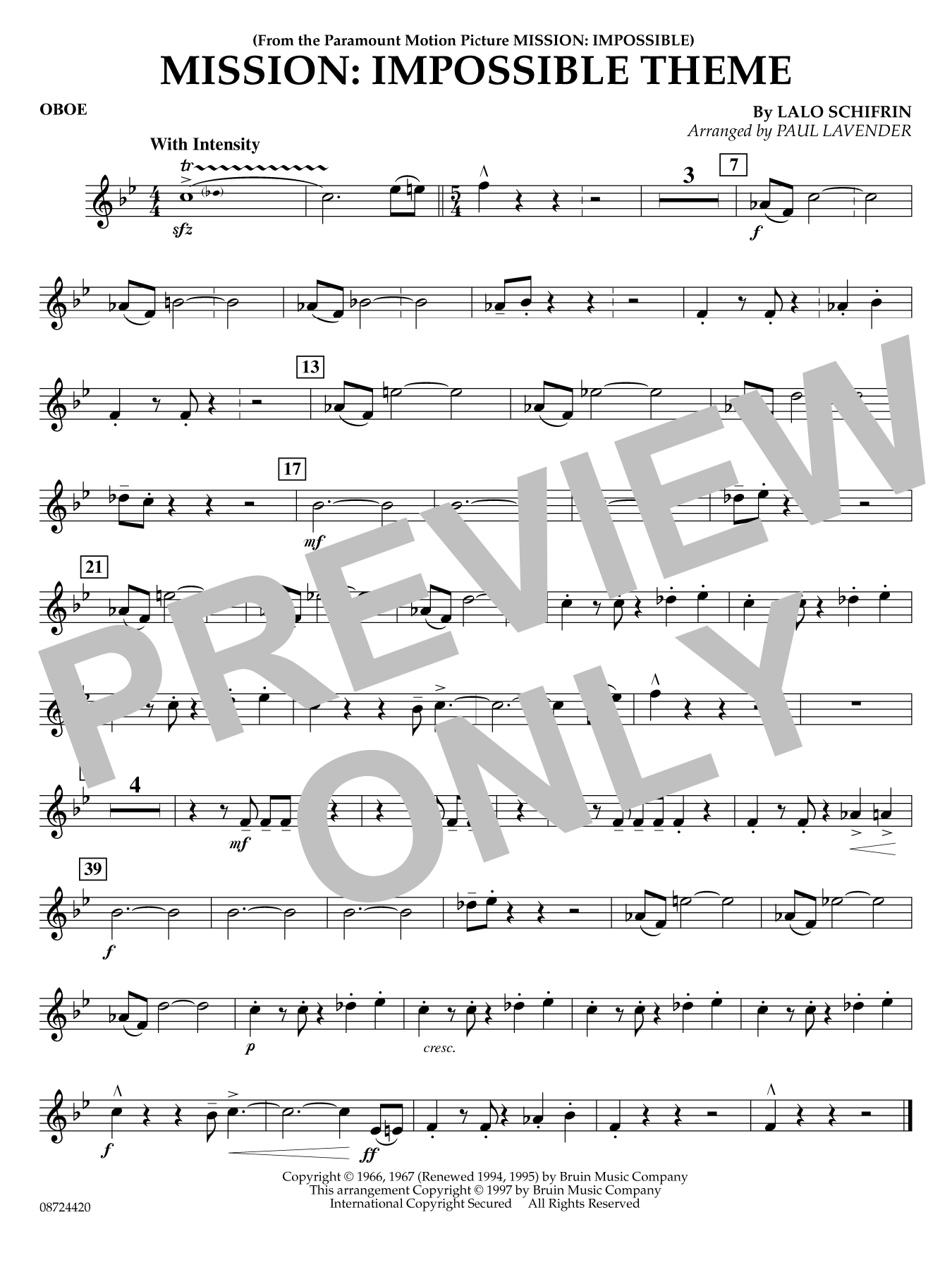 Mission: Impossible Theme (arr. Paul Lavender) - Oboe
