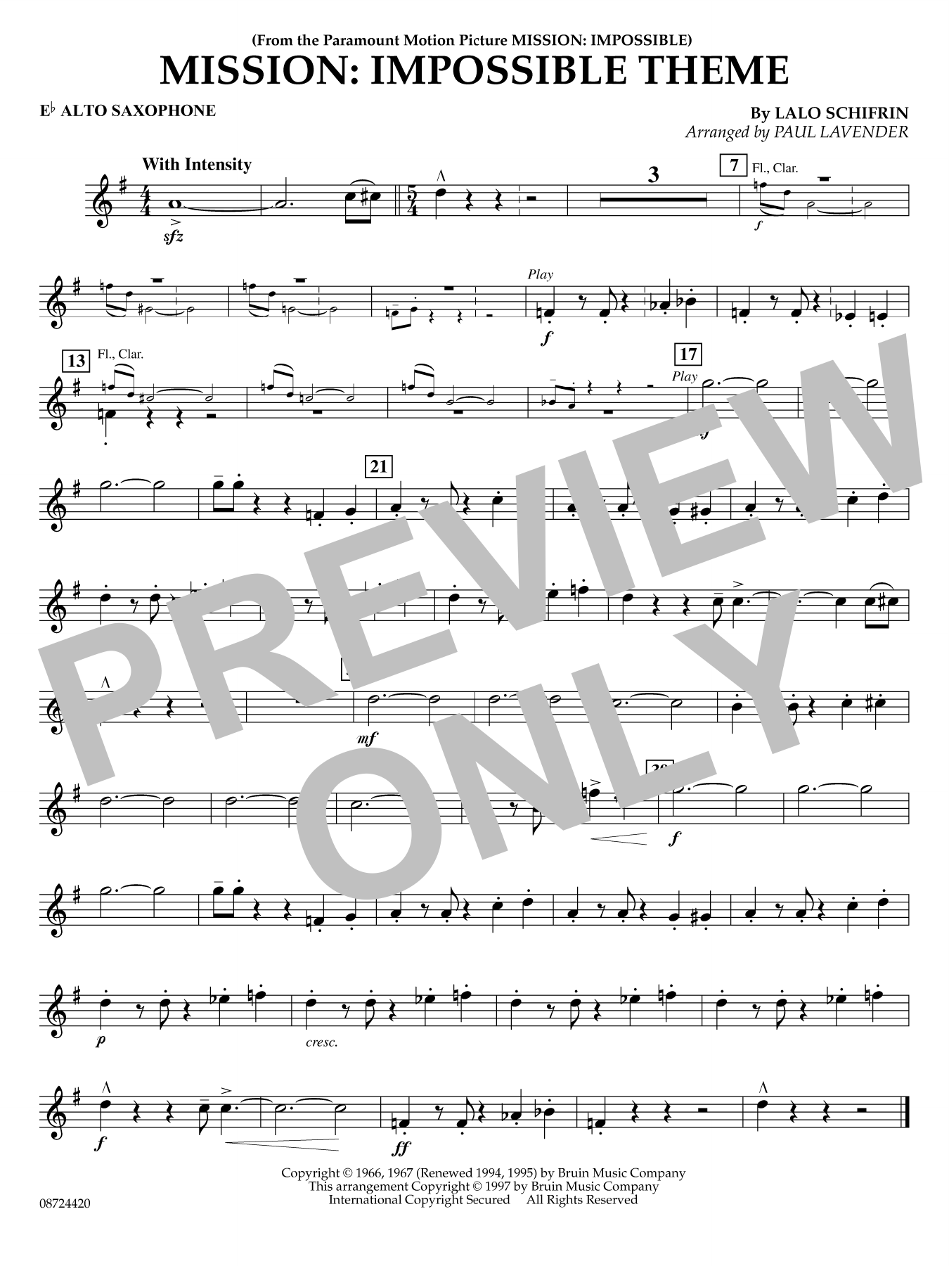 Mission: Impossible Theme (arr. Paul Lavender) - Eb Alto Saxophone