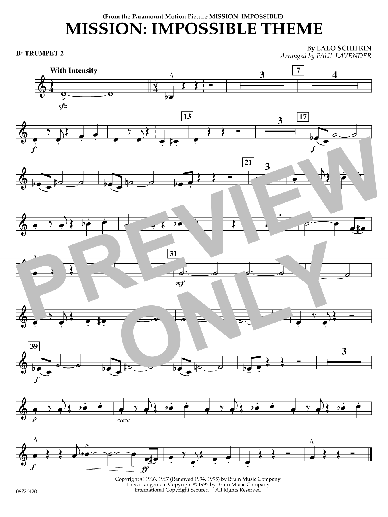 Mission: Impossible Theme (arr. Paul Lavender) - Bb Trumpet 2