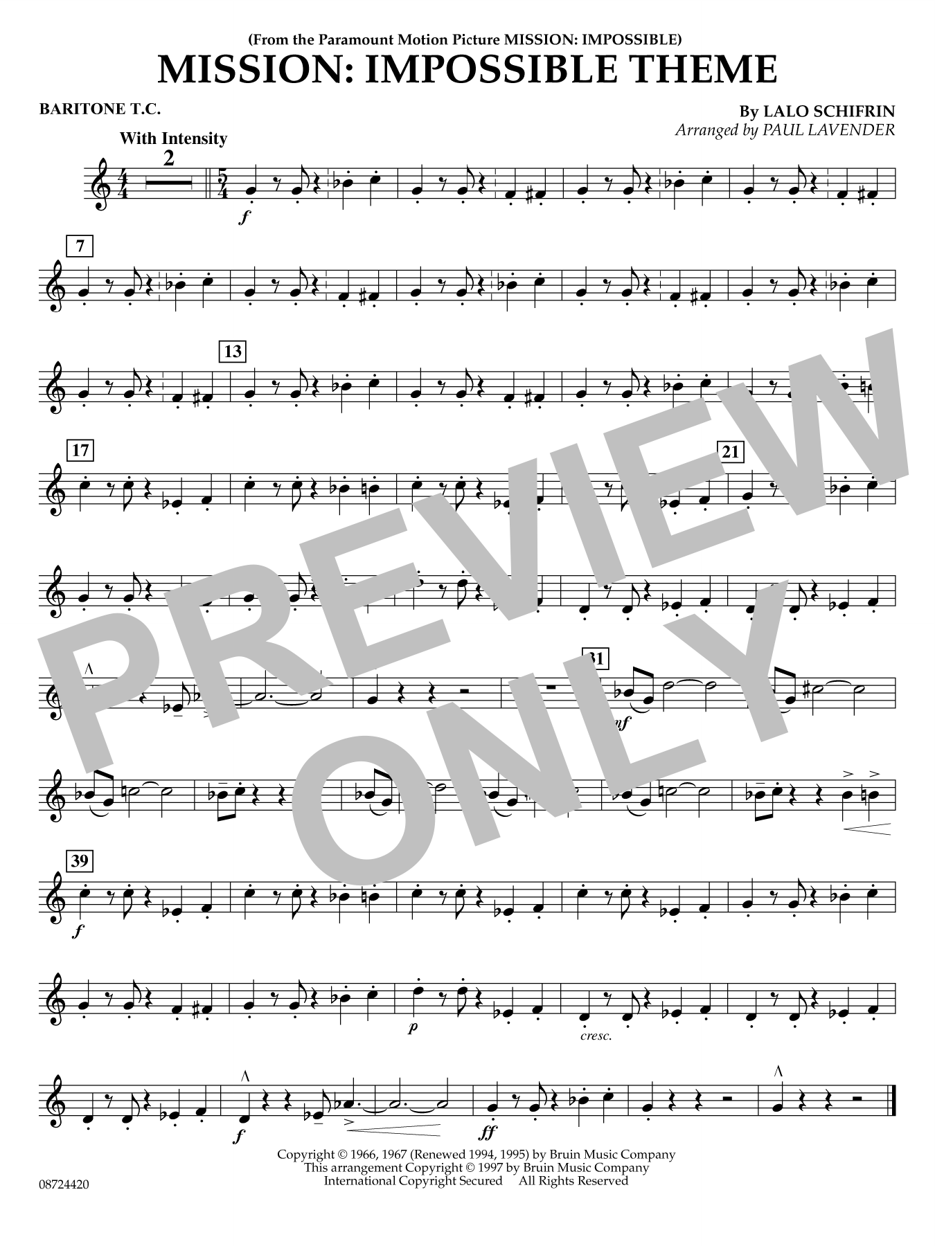Mission: Impossible Theme (arr. Paul Lavender) - Baritone T.C.