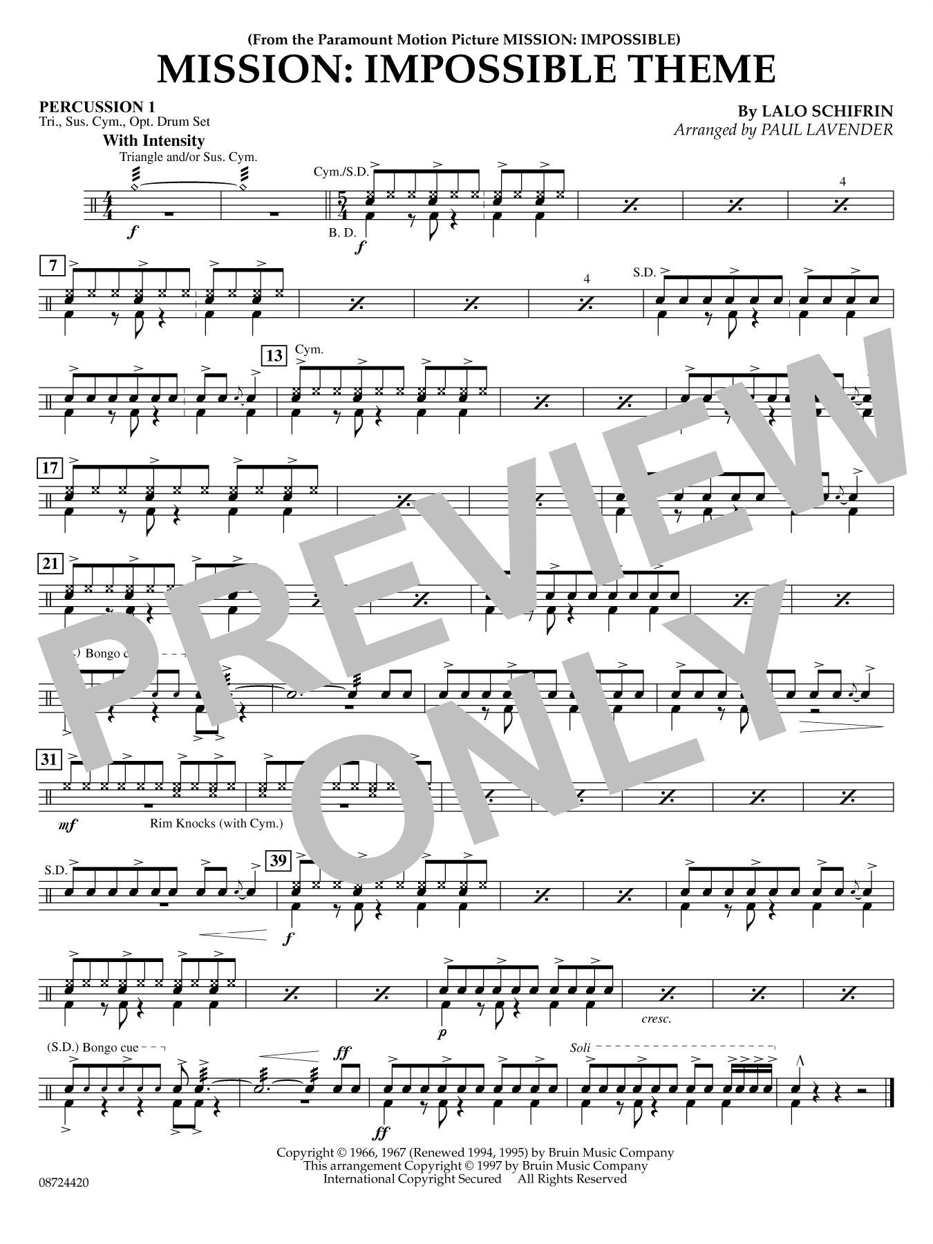 Mission: Impossible Theme (arr. Paul Lavender) - Percussion 1
