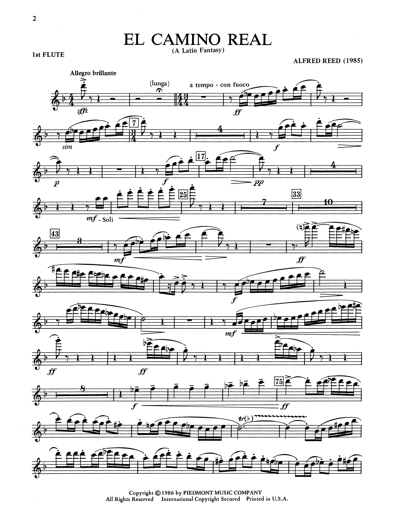 El Camino Real - A Latin Fantasy - Flute 1