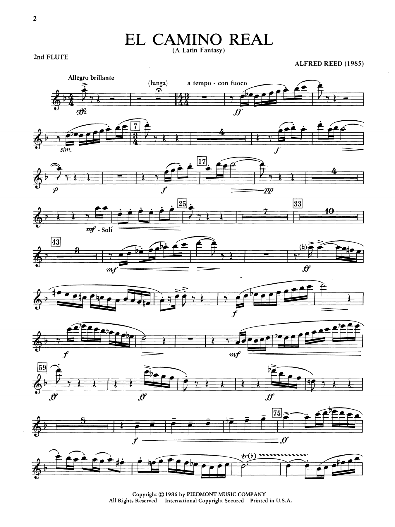 El Camino Real - A Latin Fantasy - Flute 2