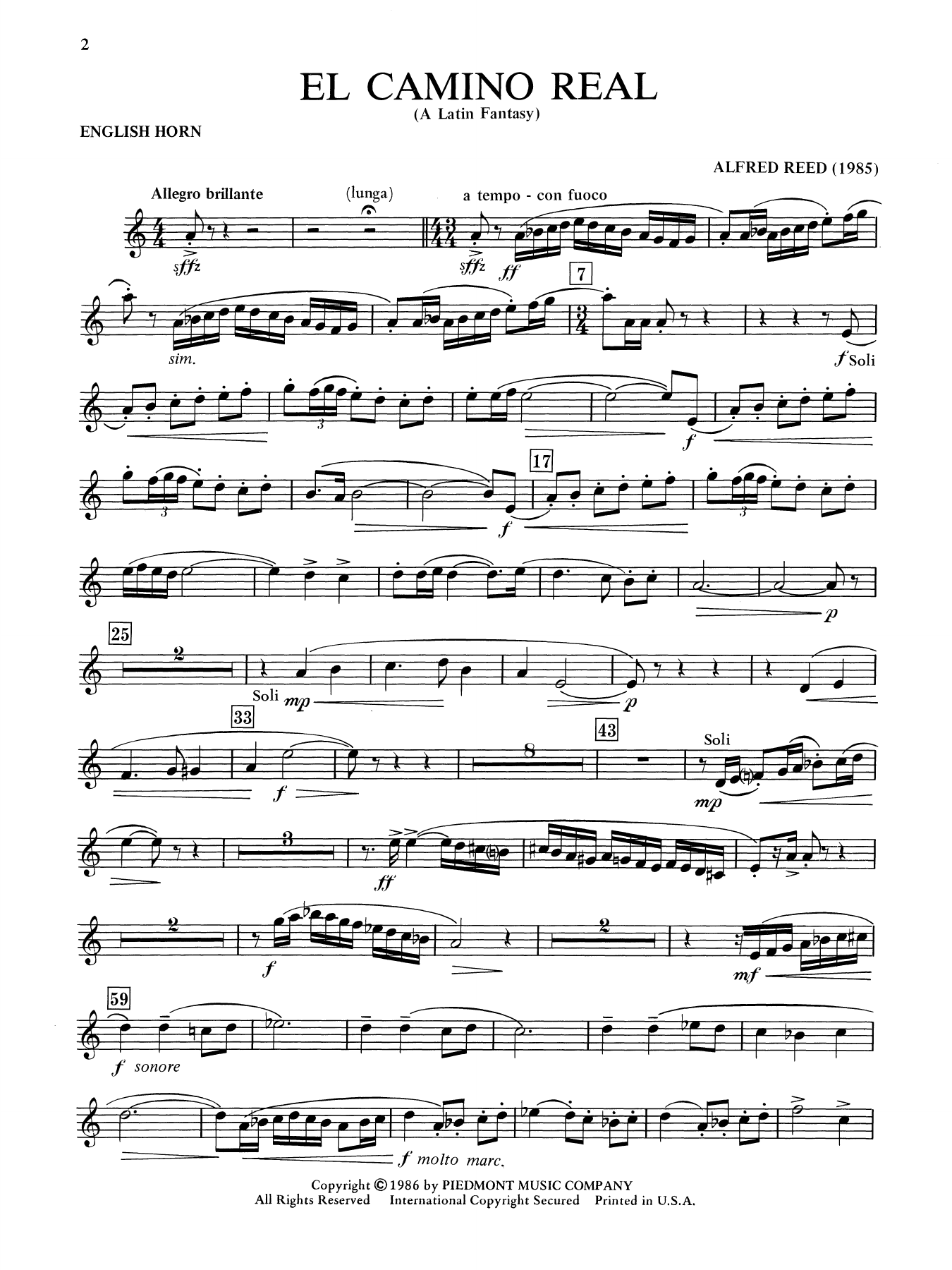 El Camino Real - A Latin Fantasy - English Horn
