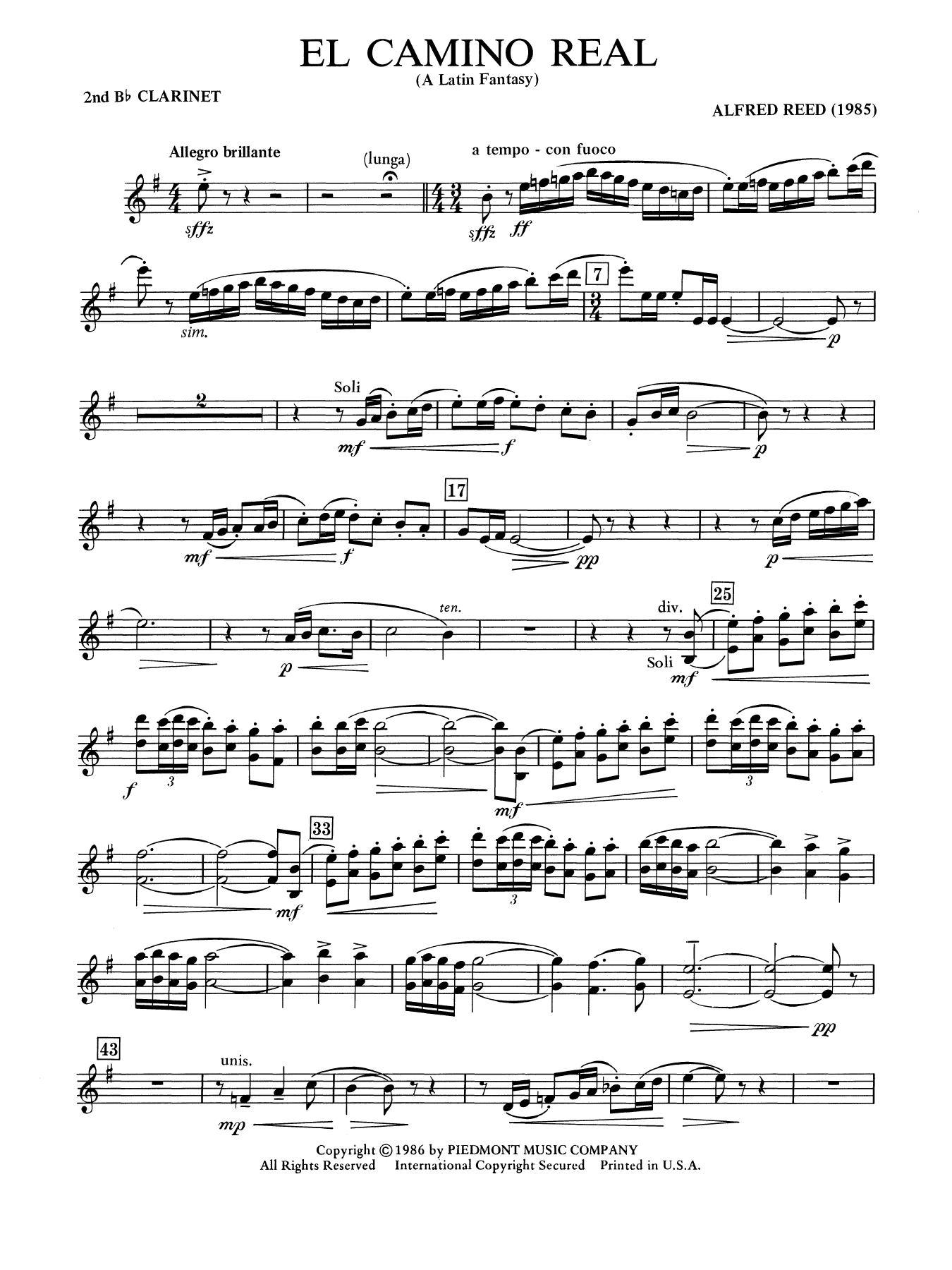 El Camino Real - A Latin Fantasy - Bb Clarinet 2