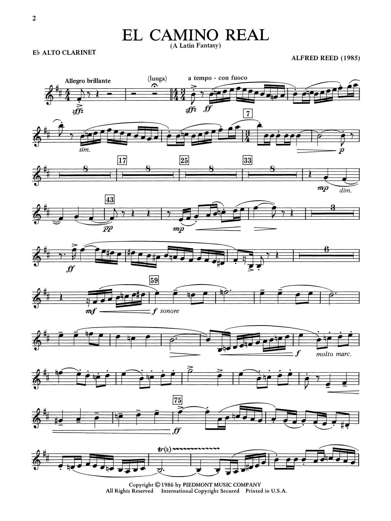 El Camino Real - A Latin Fantasy - Eb Alto Clarinet