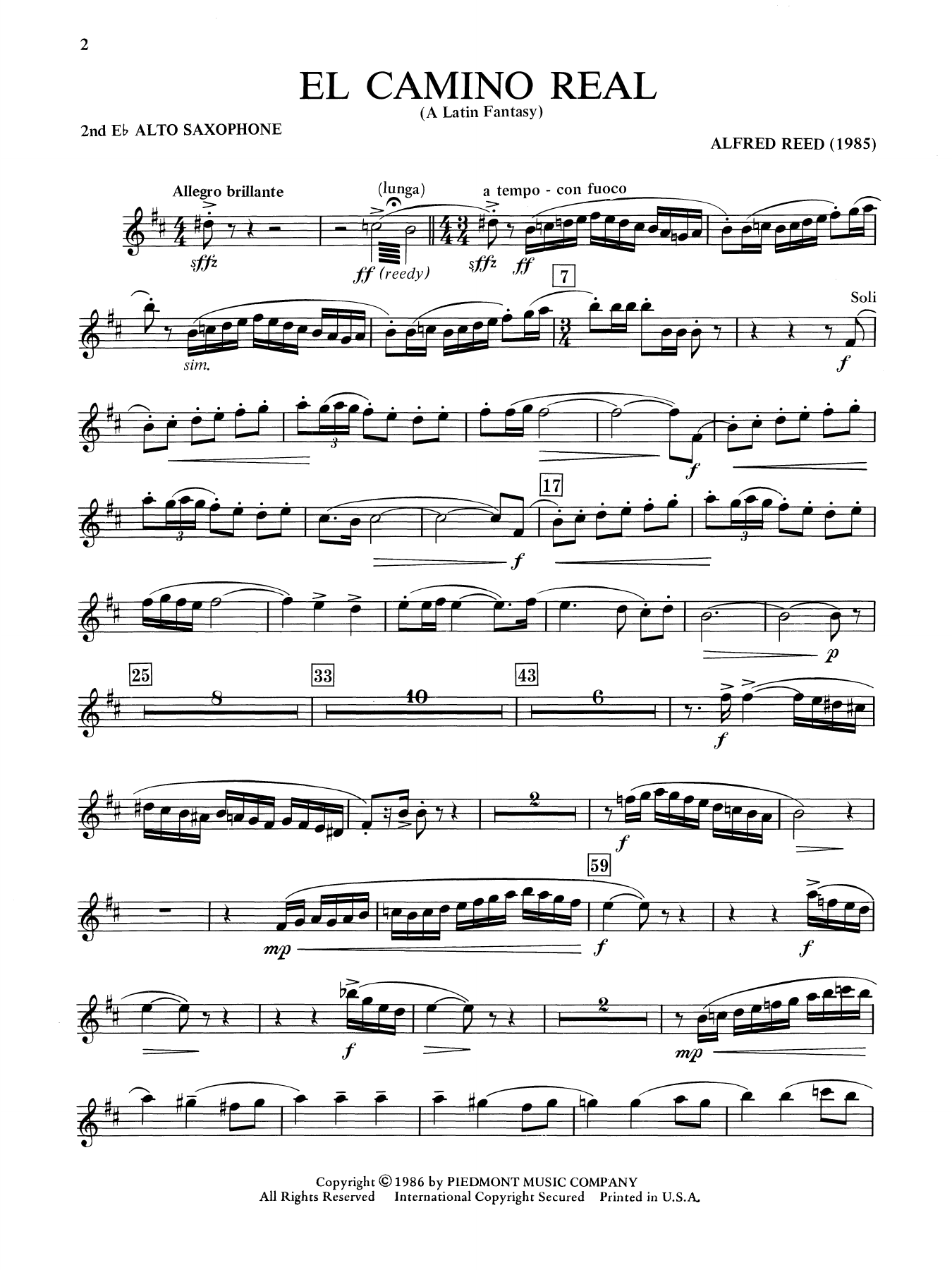 El Camino Real - A Latin Fantasy - Eb Alto Saxophone 2