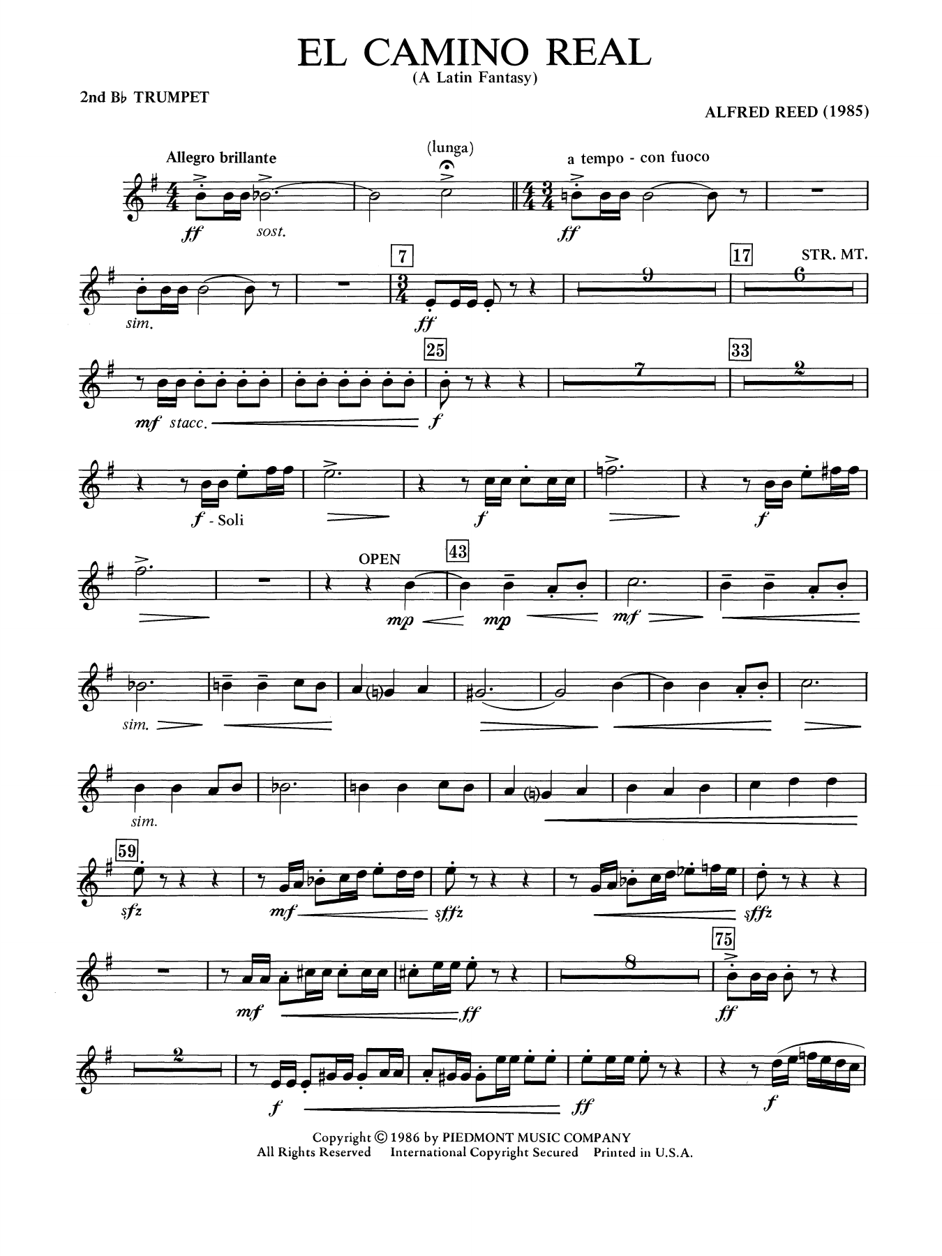 El Camino Real - A Latin Fantasy - Bb Trumpet 2