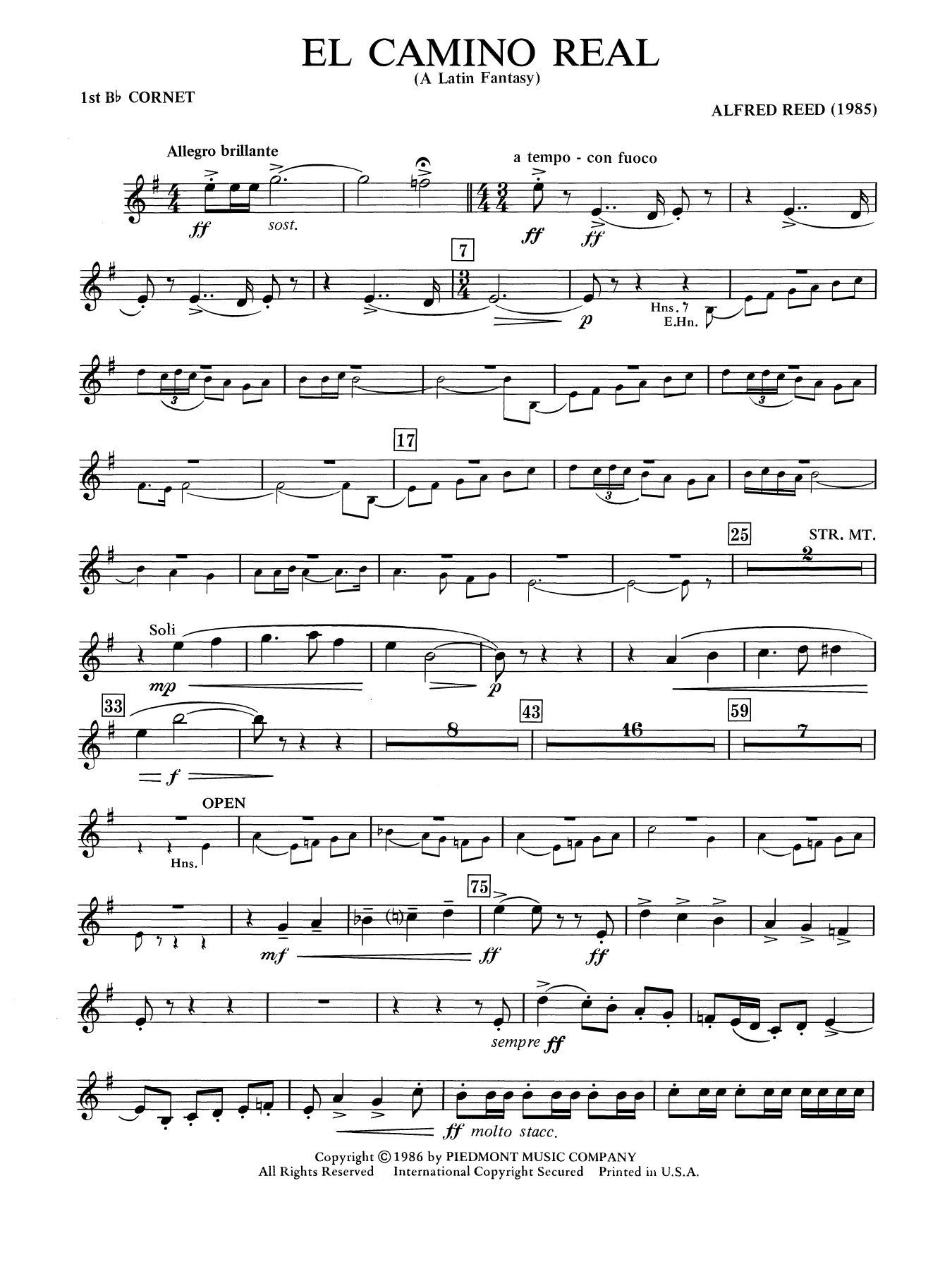 El Camino Real - A Latin Fantasy - Bb Cornet 1