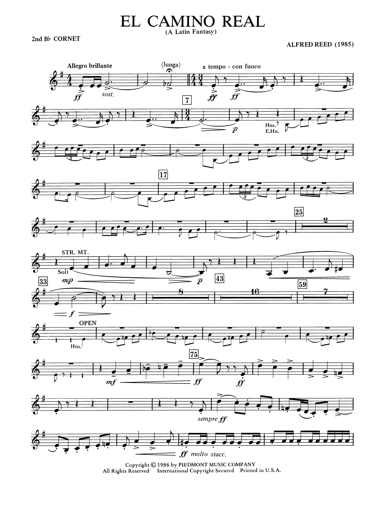 El Camino Real - A Latin Fantasy - Bb Cornet 2