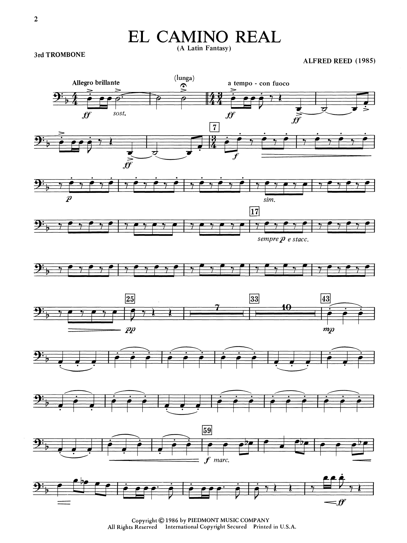 El Camino Real - A Latin Fantasy - Trombone 3