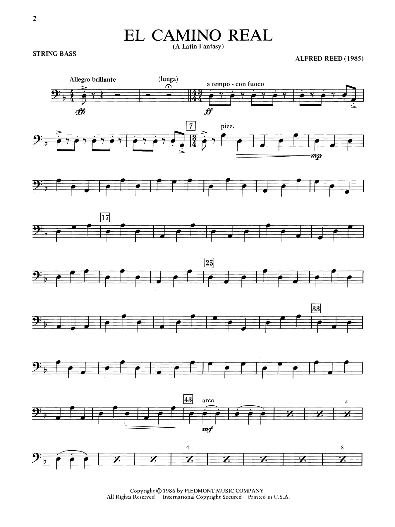 El Camino Real - A Latin Fantasy - String Bass