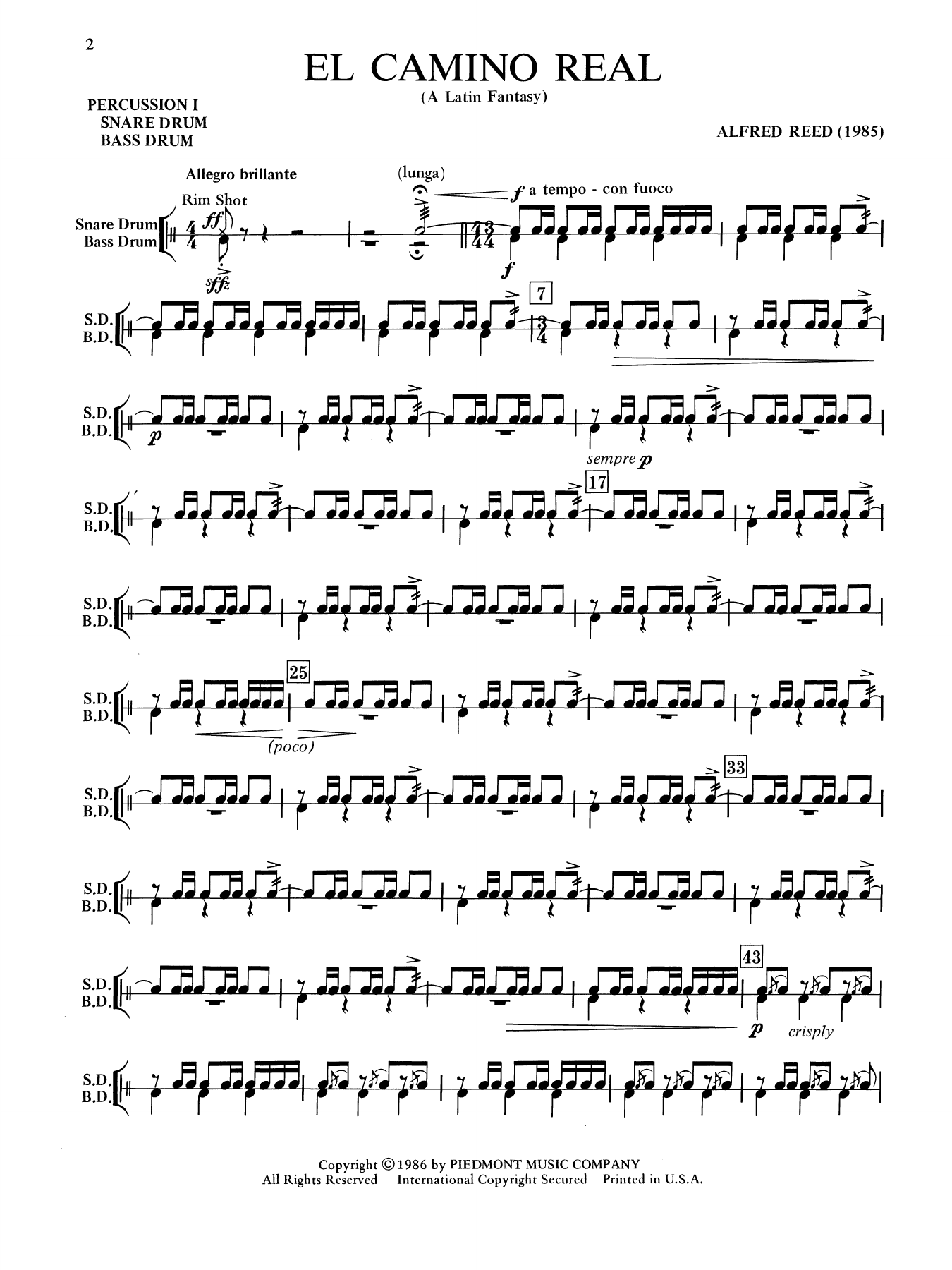 El Camino Real - A Latin Fantasy - Percussion 1