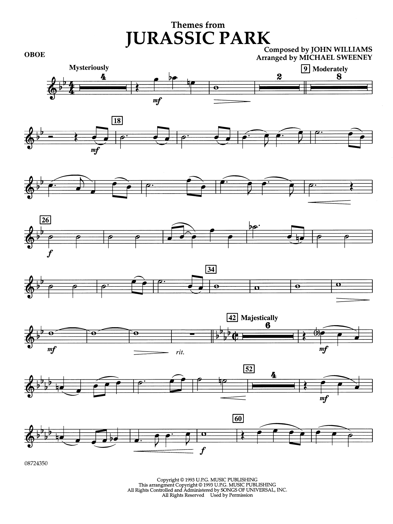 Themes from Jurassic Park (Medley) (arr. Michael Sweeney) - Oboe