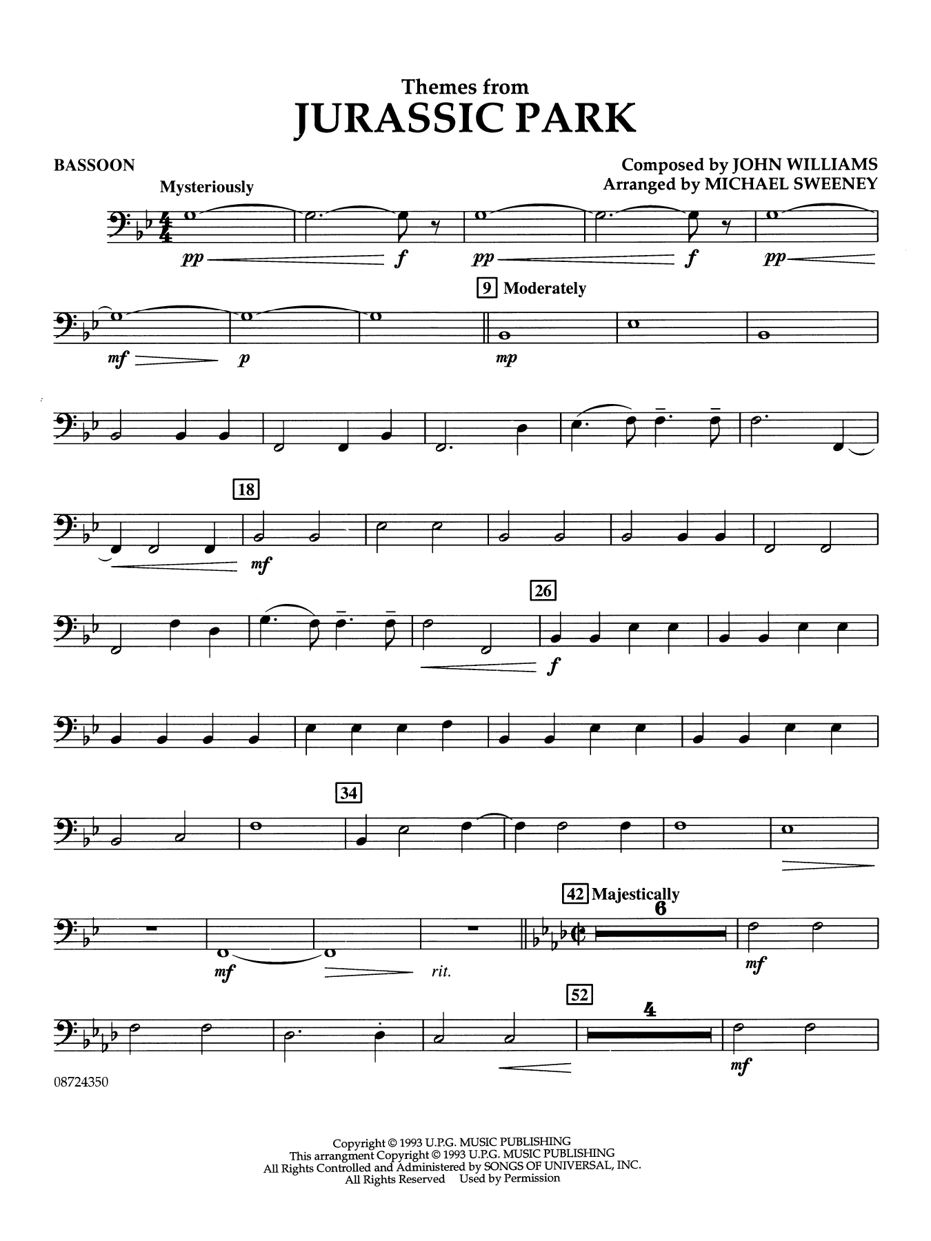 Themes from Jurassic Park (Medley) (arr. Michael Sweeney) - Bassoon