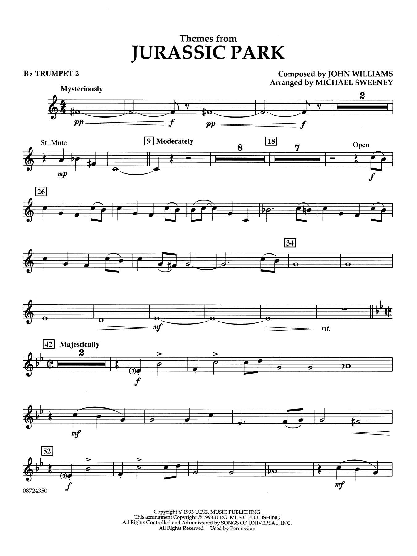 Themes from Jurassic Park (Medley) (arr. Michael Sweeney) - Bb Trumpet 2