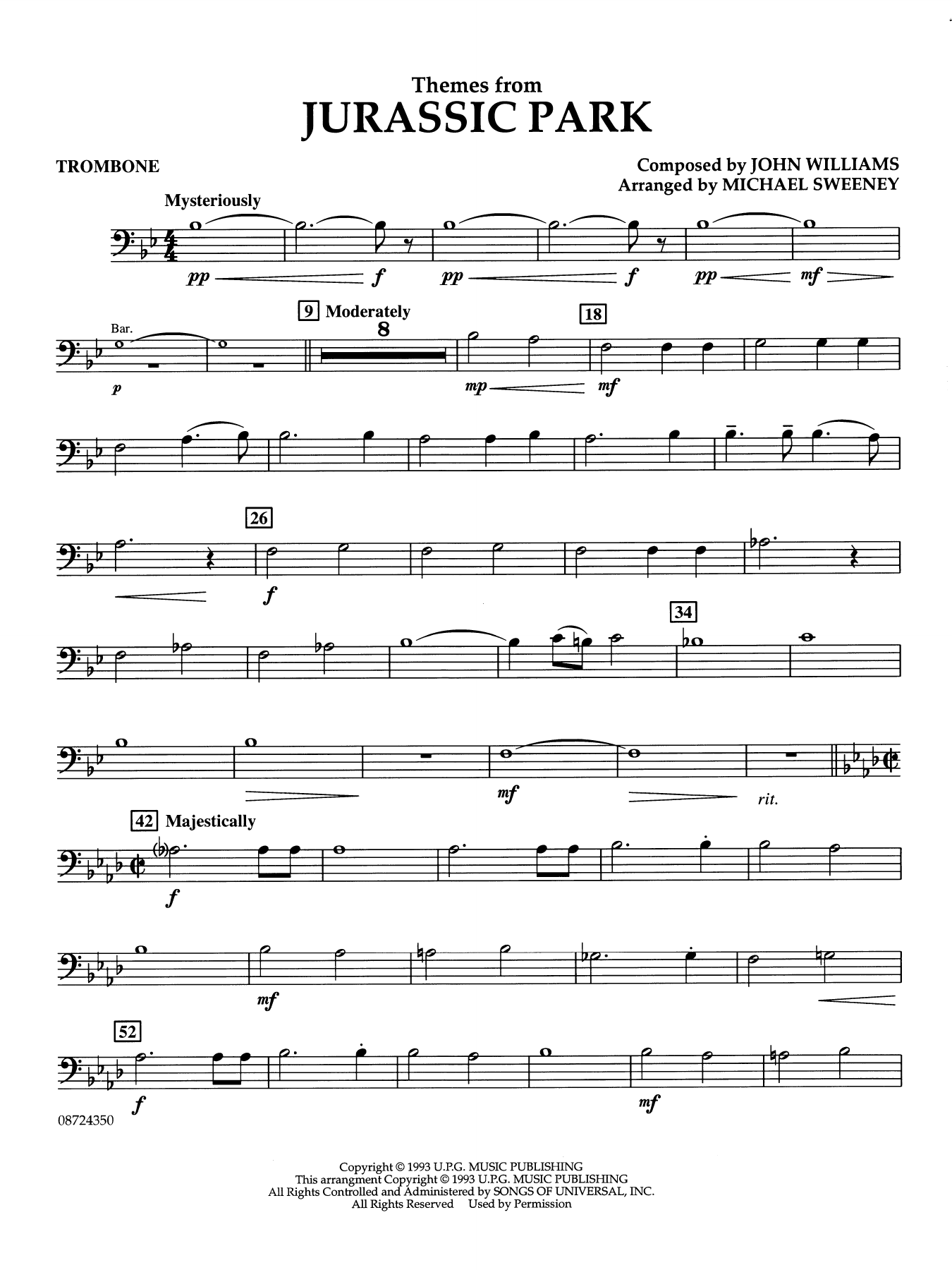 Themes from Jurassic Park (Medley) (arr. Michael Sweeney) - Trombone