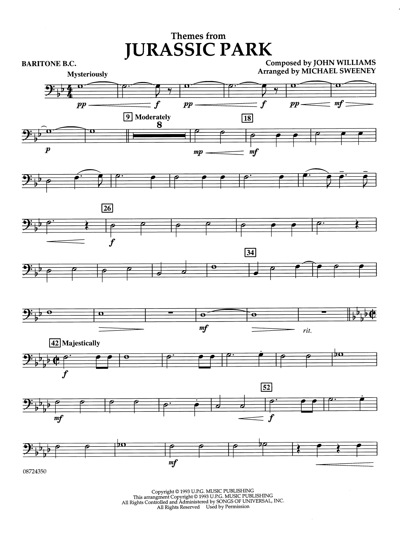 Themes from Jurassic Park (Medley) (arr. Michael Sweeney) - Baritone B.C.