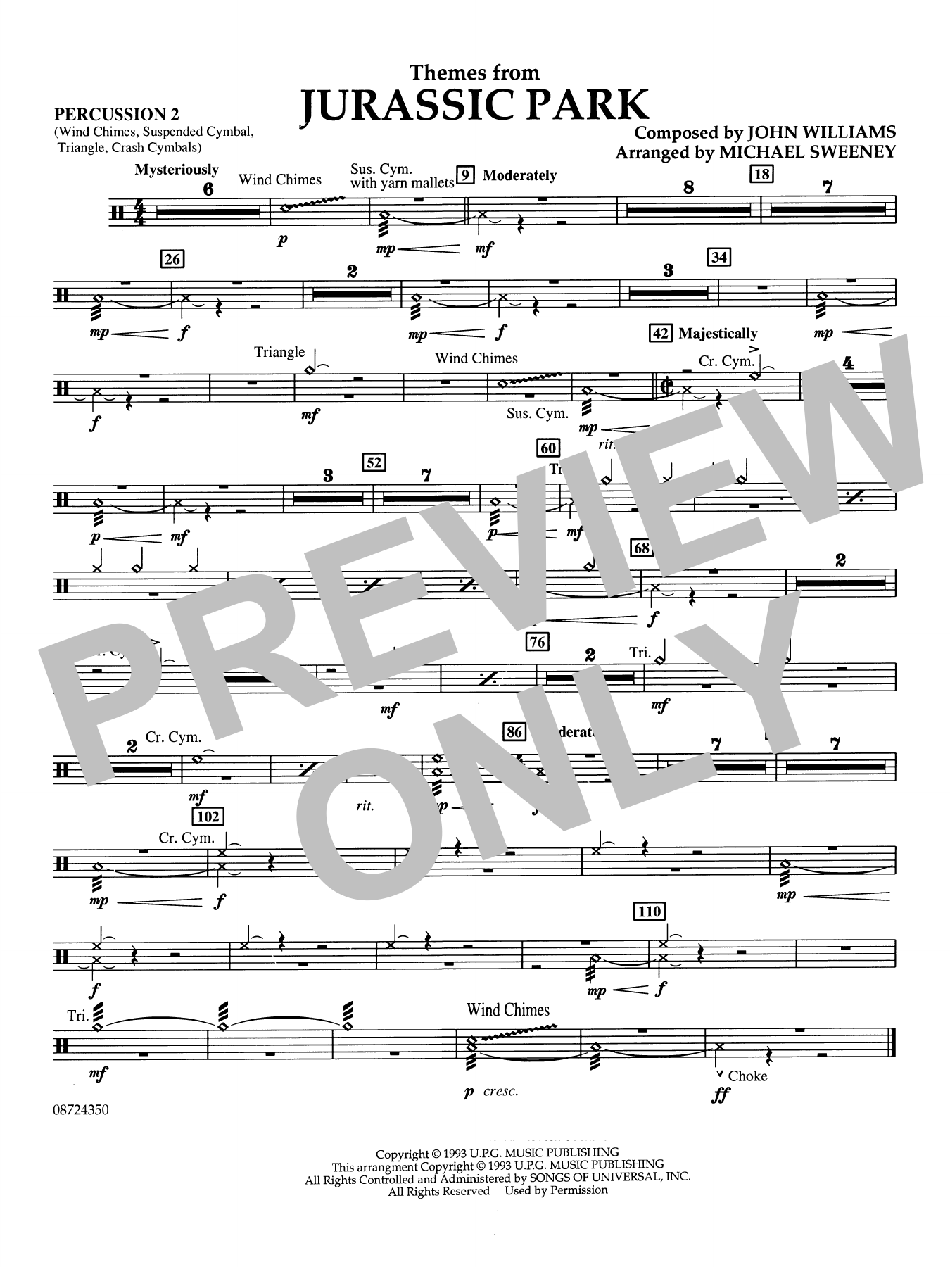 Themes from Jurassic Park (Medley) (arr. Michael Sweeney) - Percussion 2