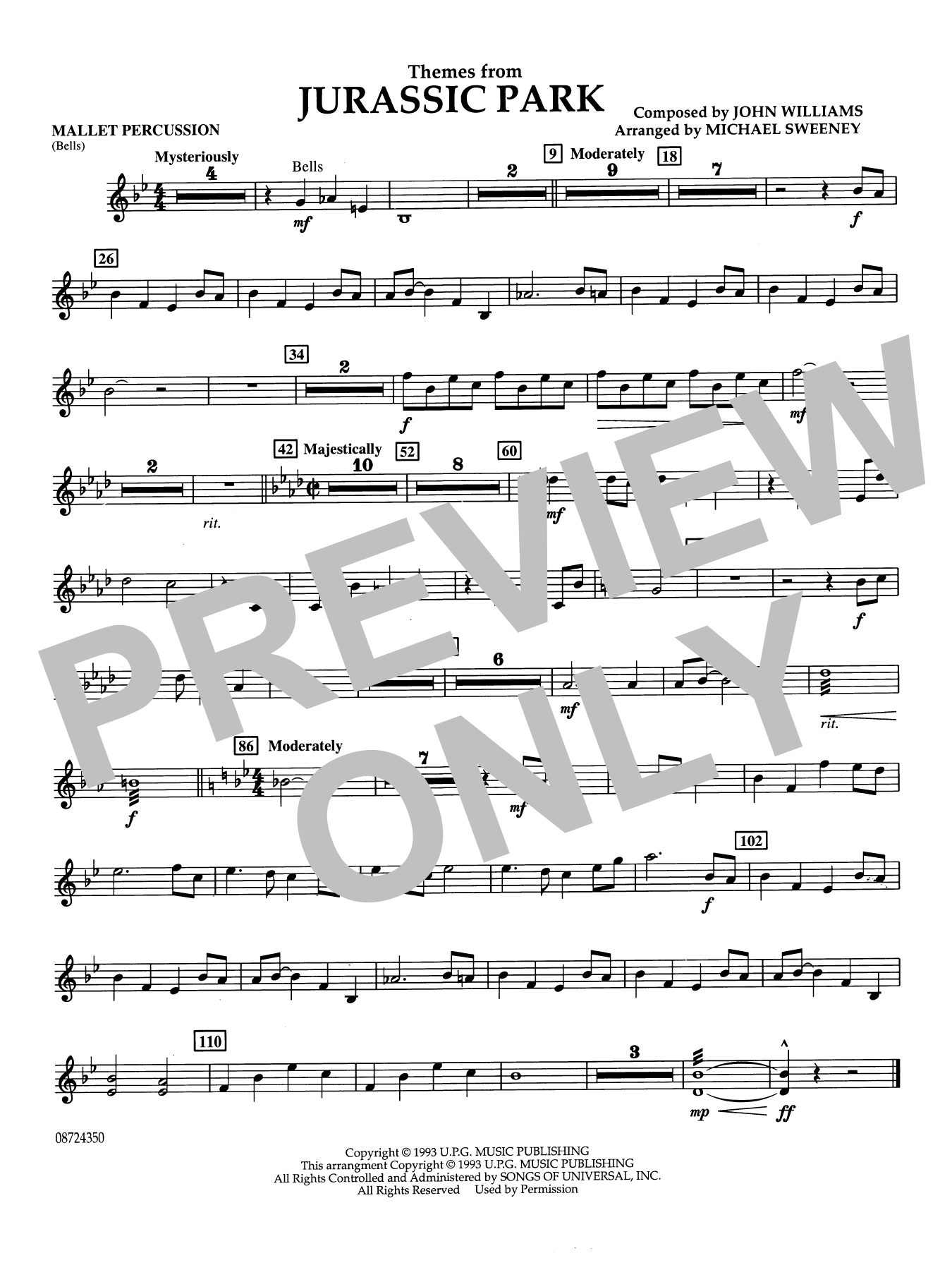 Themes from Jurassic Park (Medley) (arr. Michael Sweeney) - Mallet Percussion