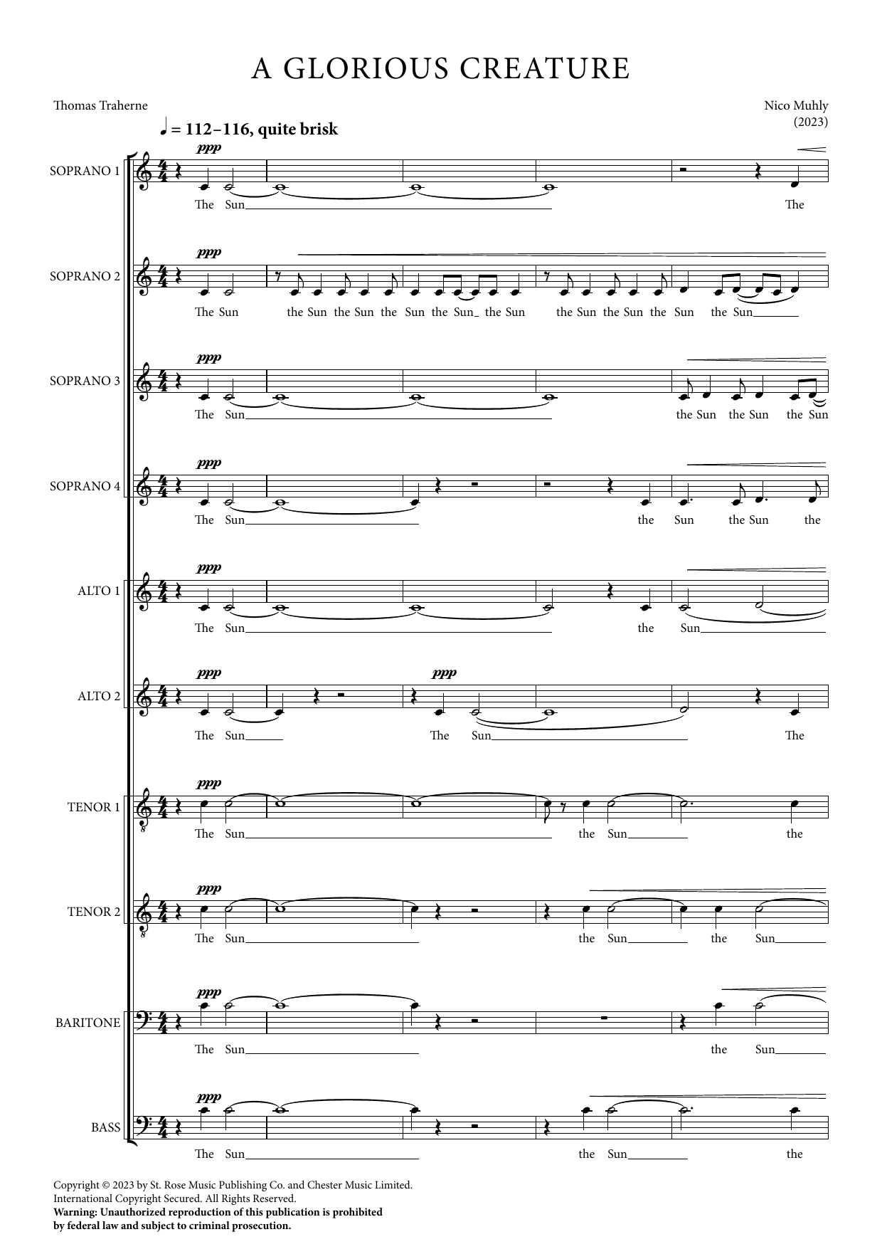 A Glorious Creature (SSSSAATTBarB) – Nico Muhly – Notenvorschau