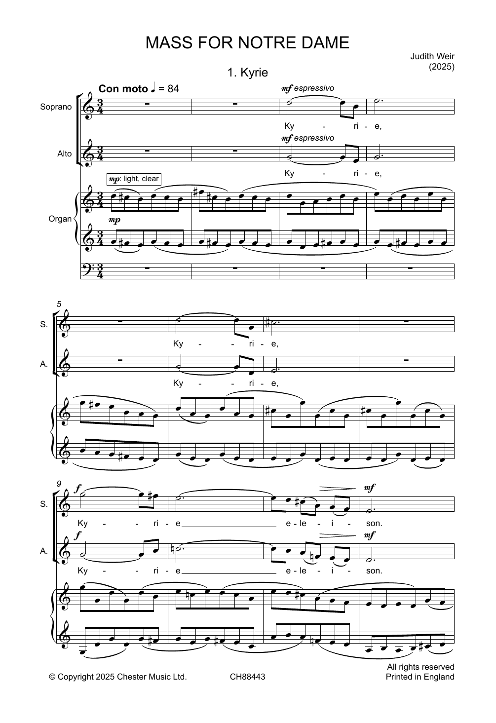 Mass For Notre-Dame – Judith Weir – Notenvorschau