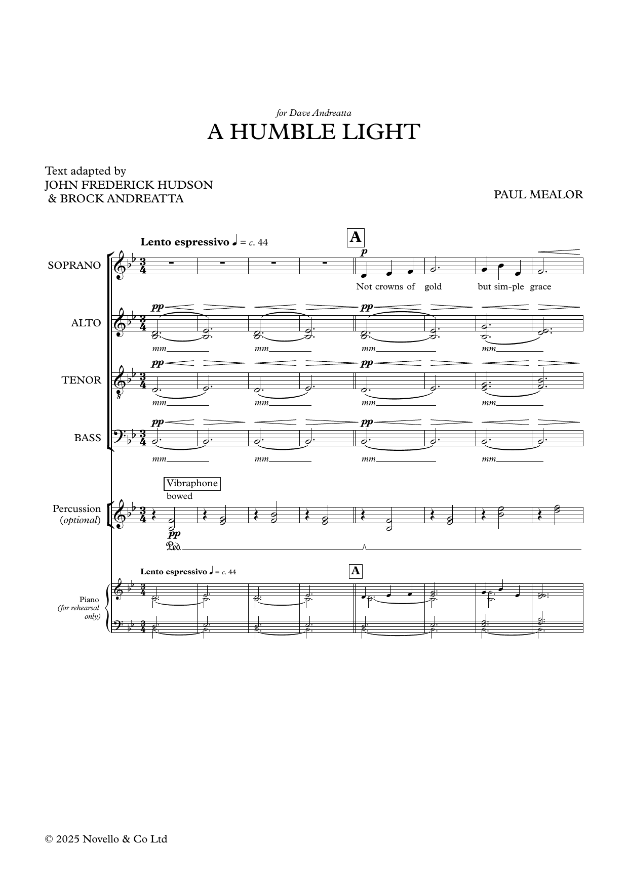 A Humble Light – Paul Mealor – Notenvorschau