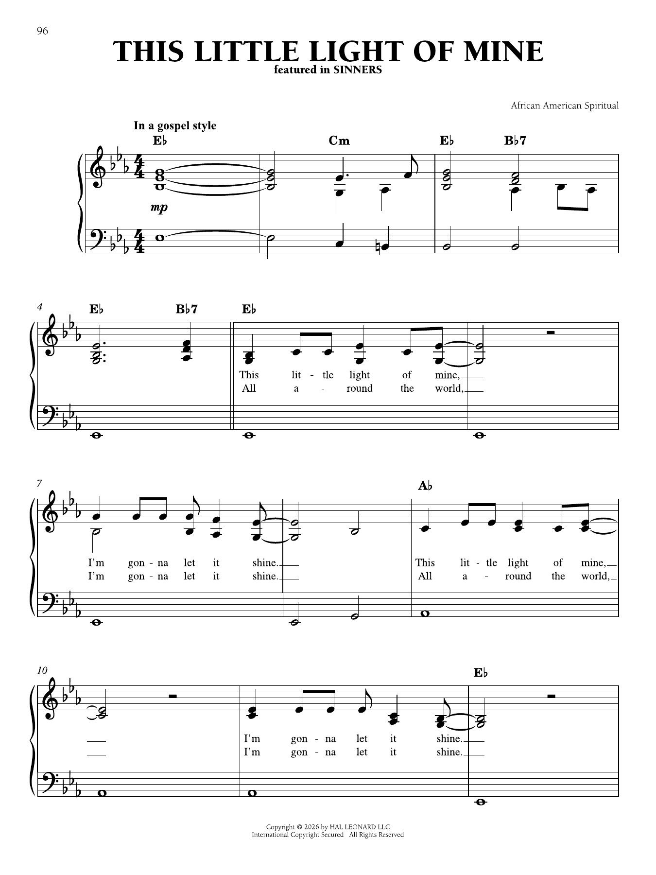 This Little Light Of Mine: Easy Piano