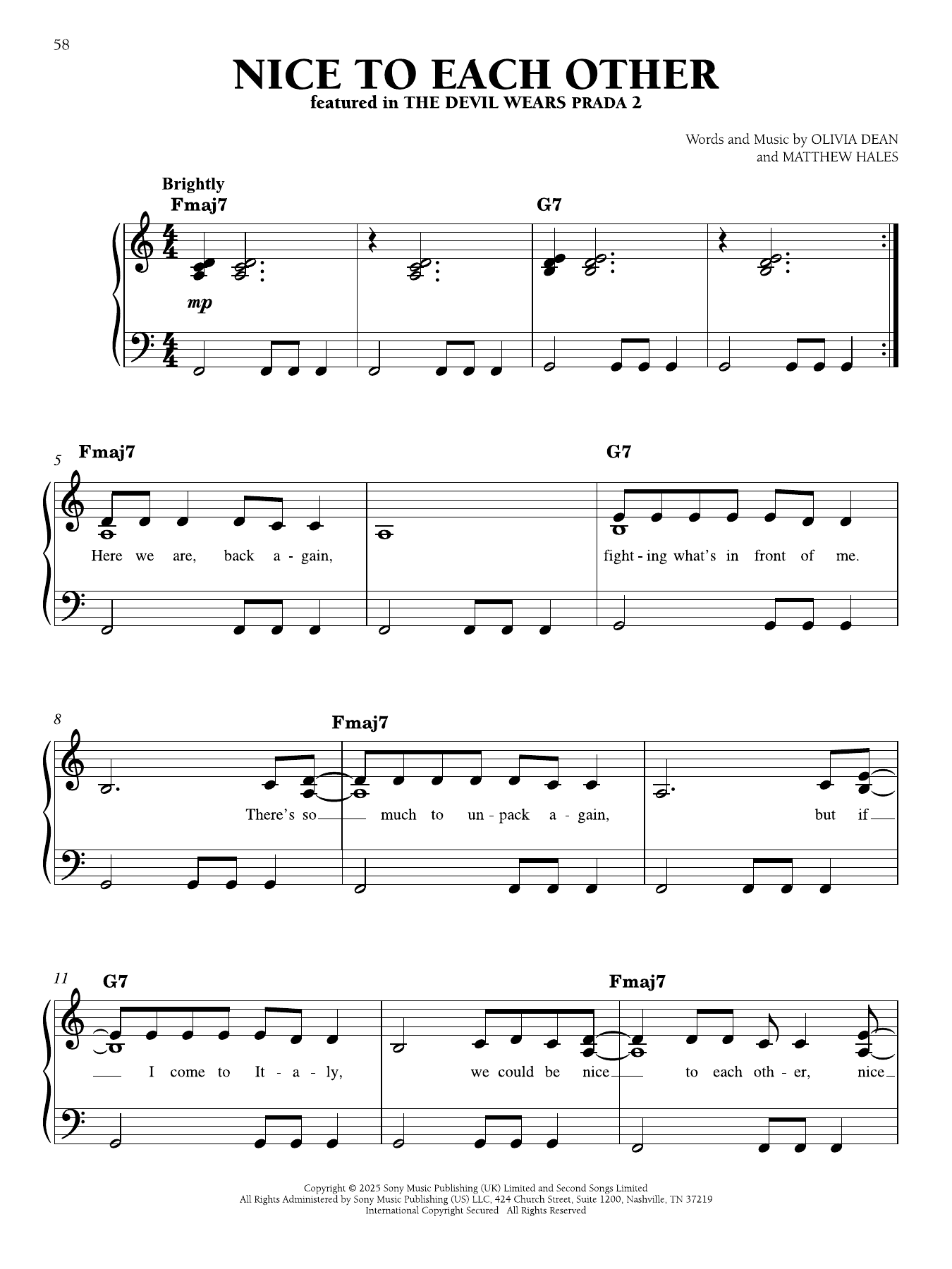 Nice To Each Other: Easy Piano