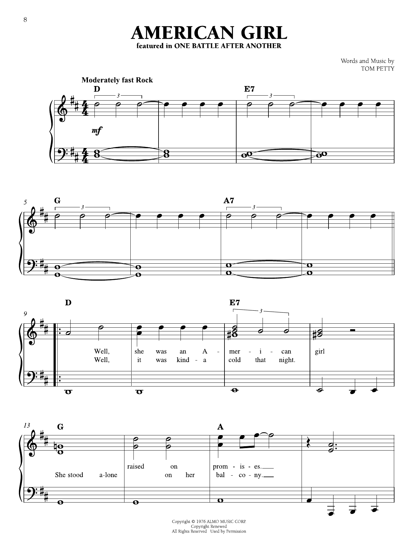 American Girl: Easy Piano